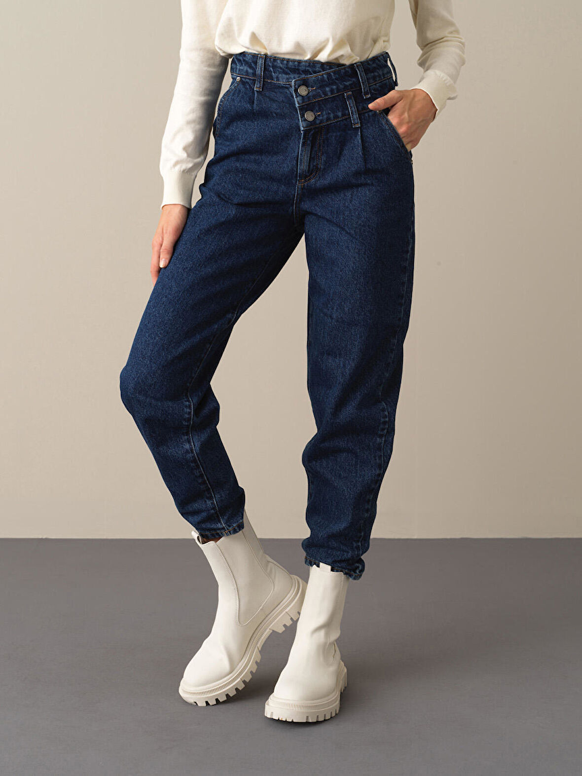 Xint Mavi Oversize Denim Pantolon