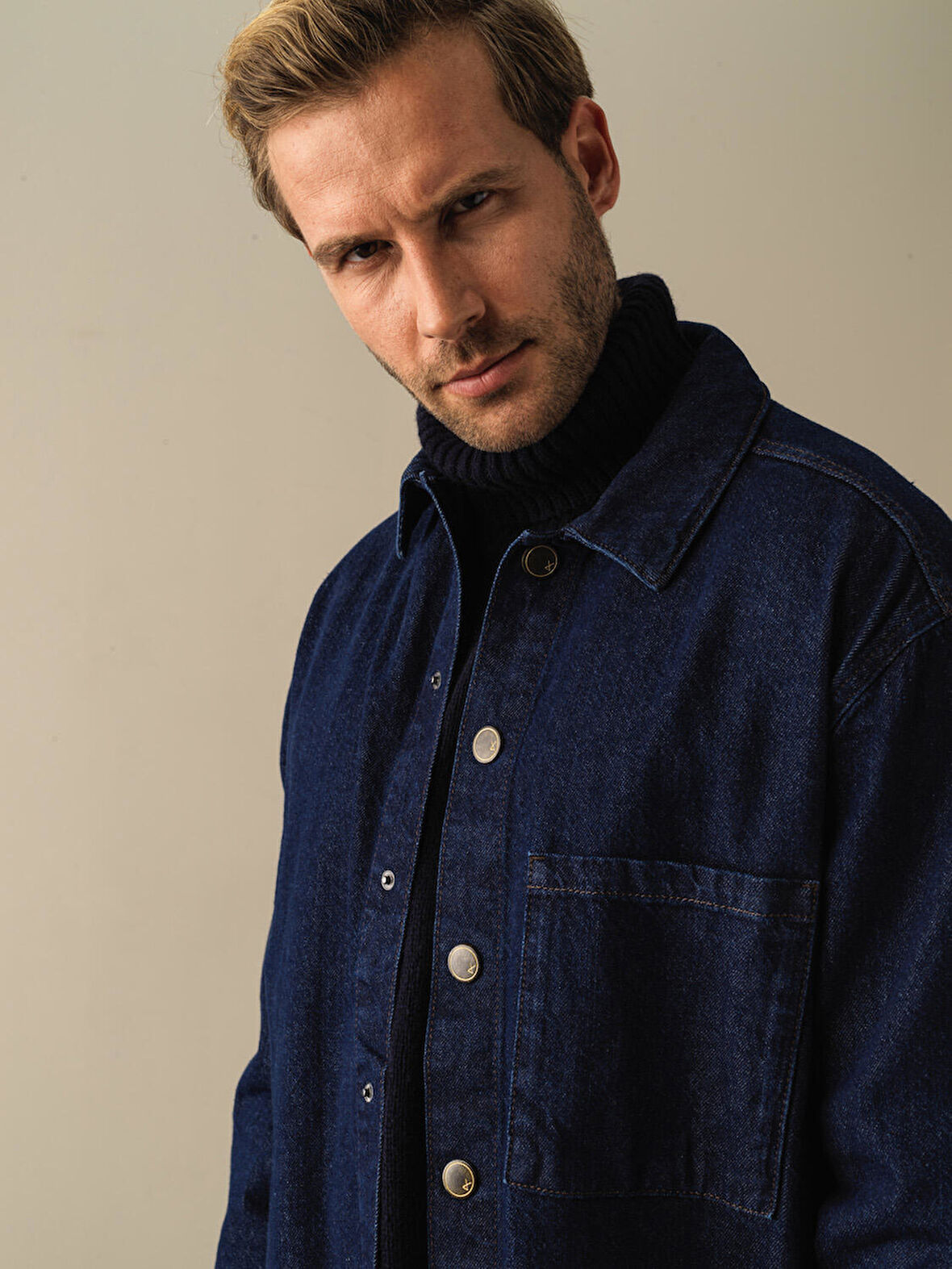 Xint Lacivert Regular Fit Denim Gömlek Ceket