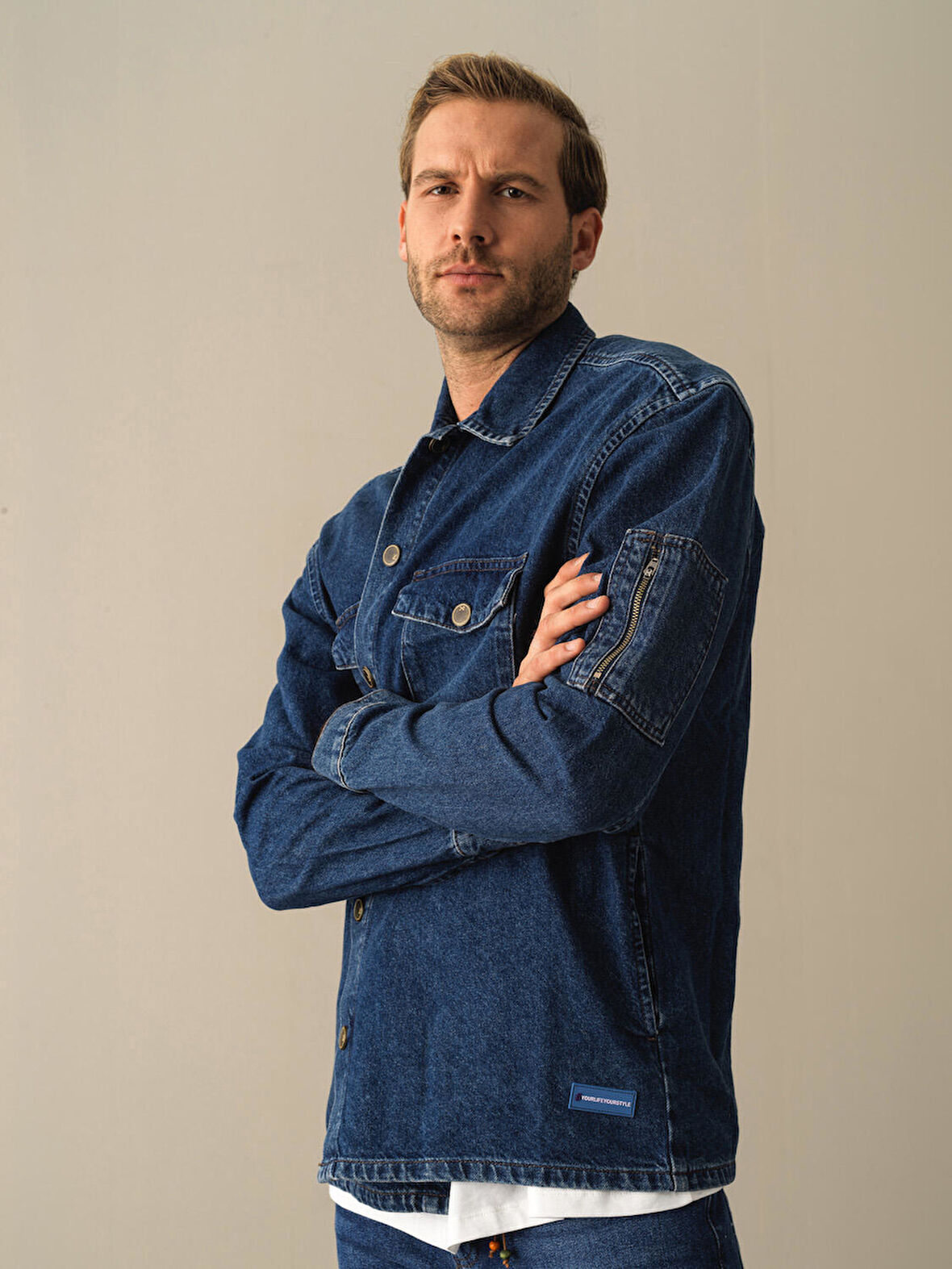 Xint Lacivert Oversize Denim Gömlek Ceket