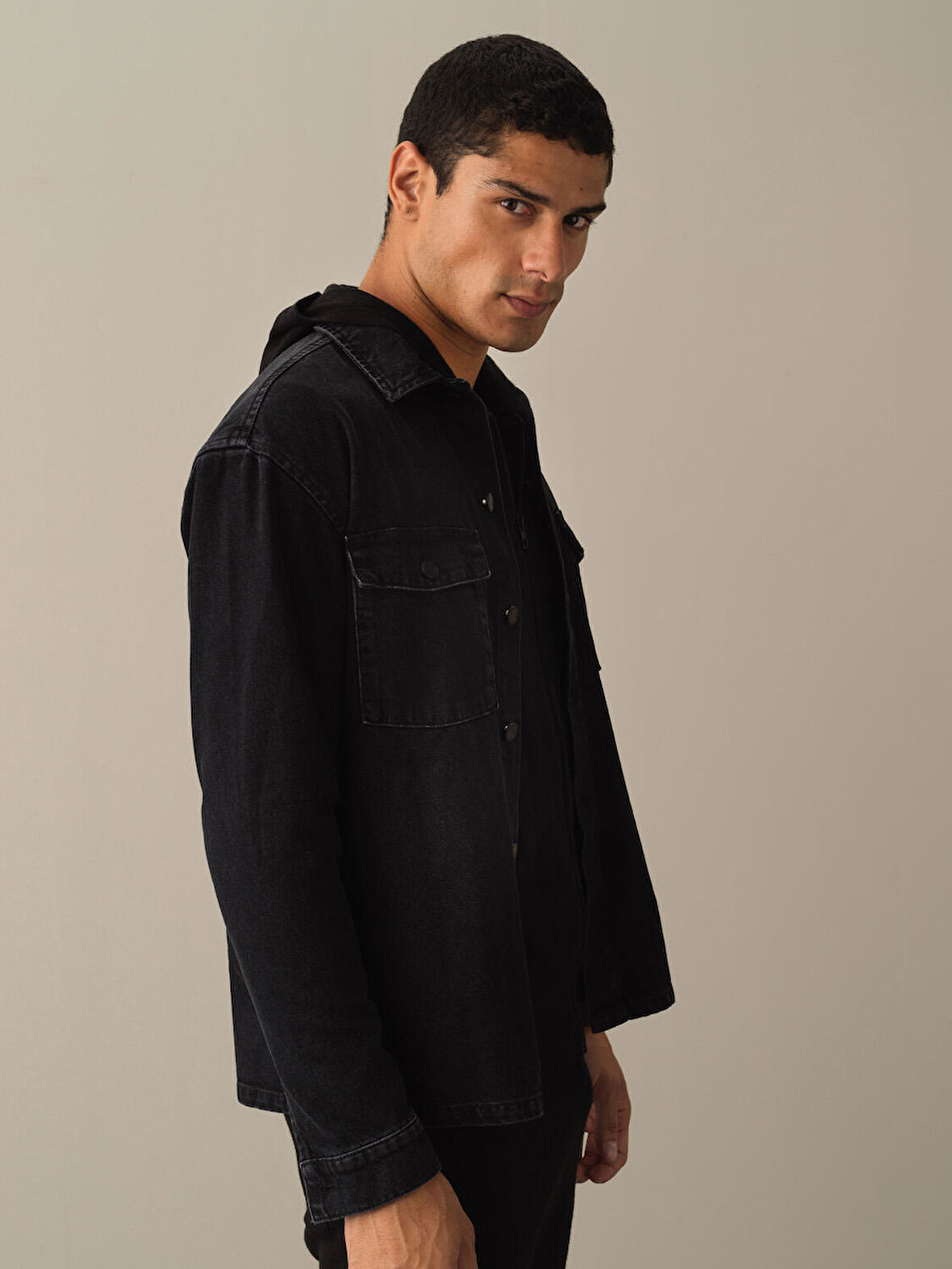 Xint Gri Oversize Denim Gömlek Ceket