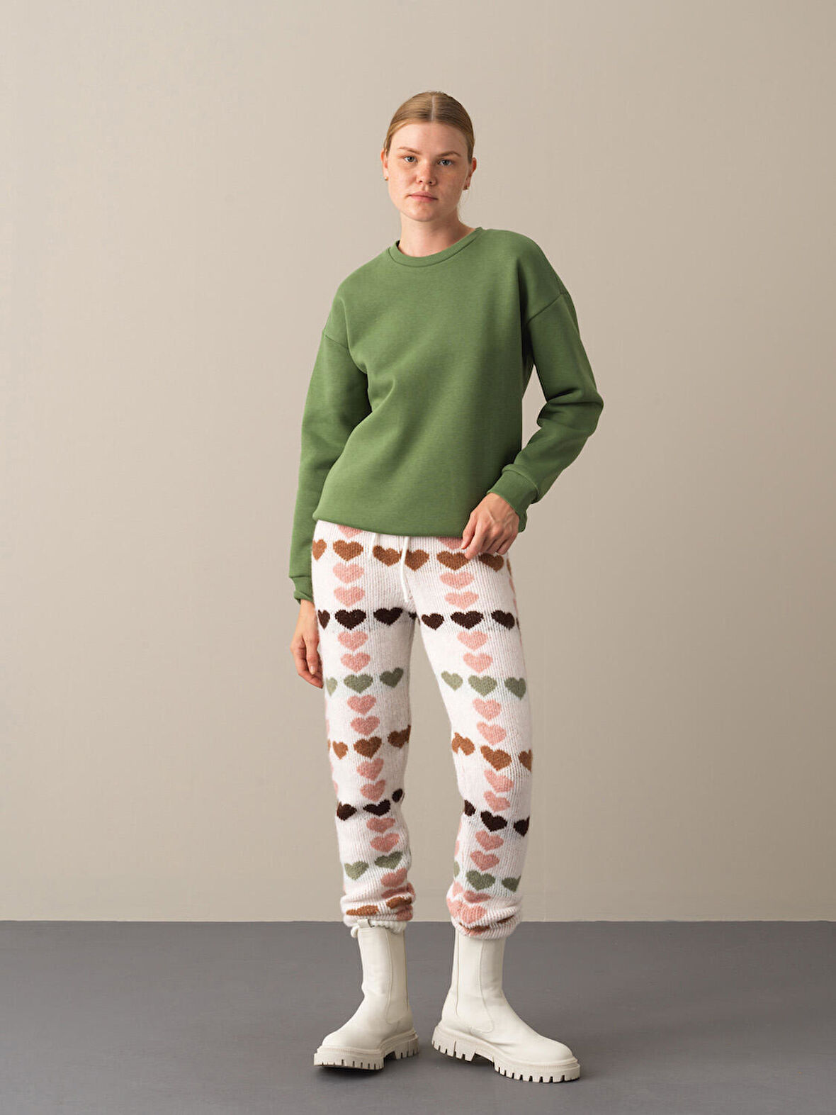 Xint Yeşil Pamuklu Oversize Sweatshirt