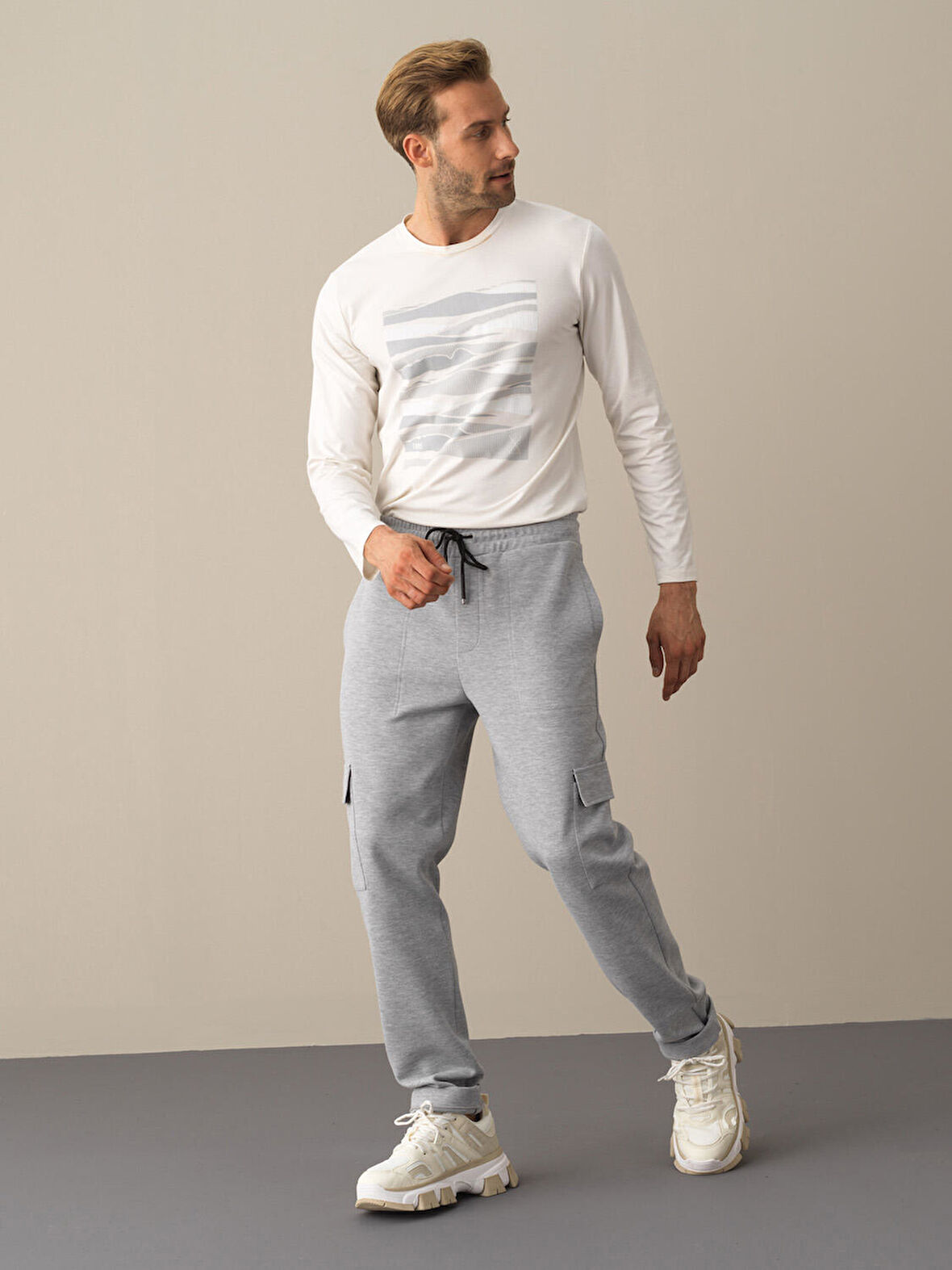 Xint Gri Regular Fit Kargo Cep Pantolon