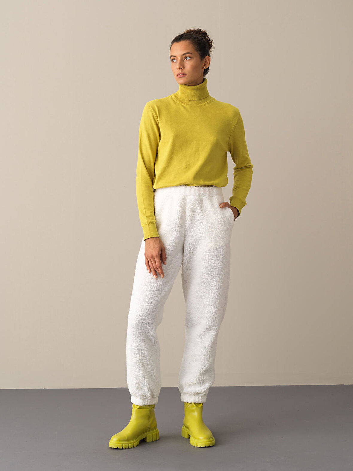 Xint Beyaz Polar Sweat Pantolon