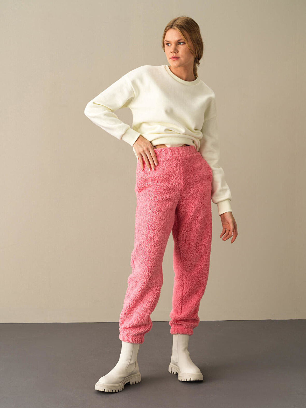 Xint Pembe Polar Sweat Pantolon