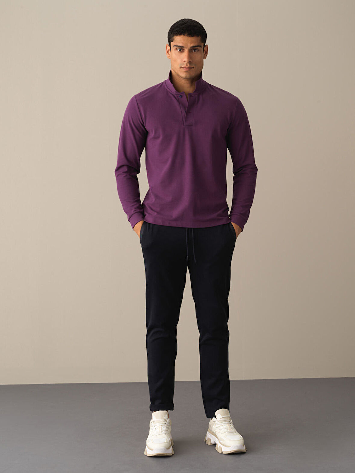 Xint Mor Polo Yaka Fit Basic Tişört