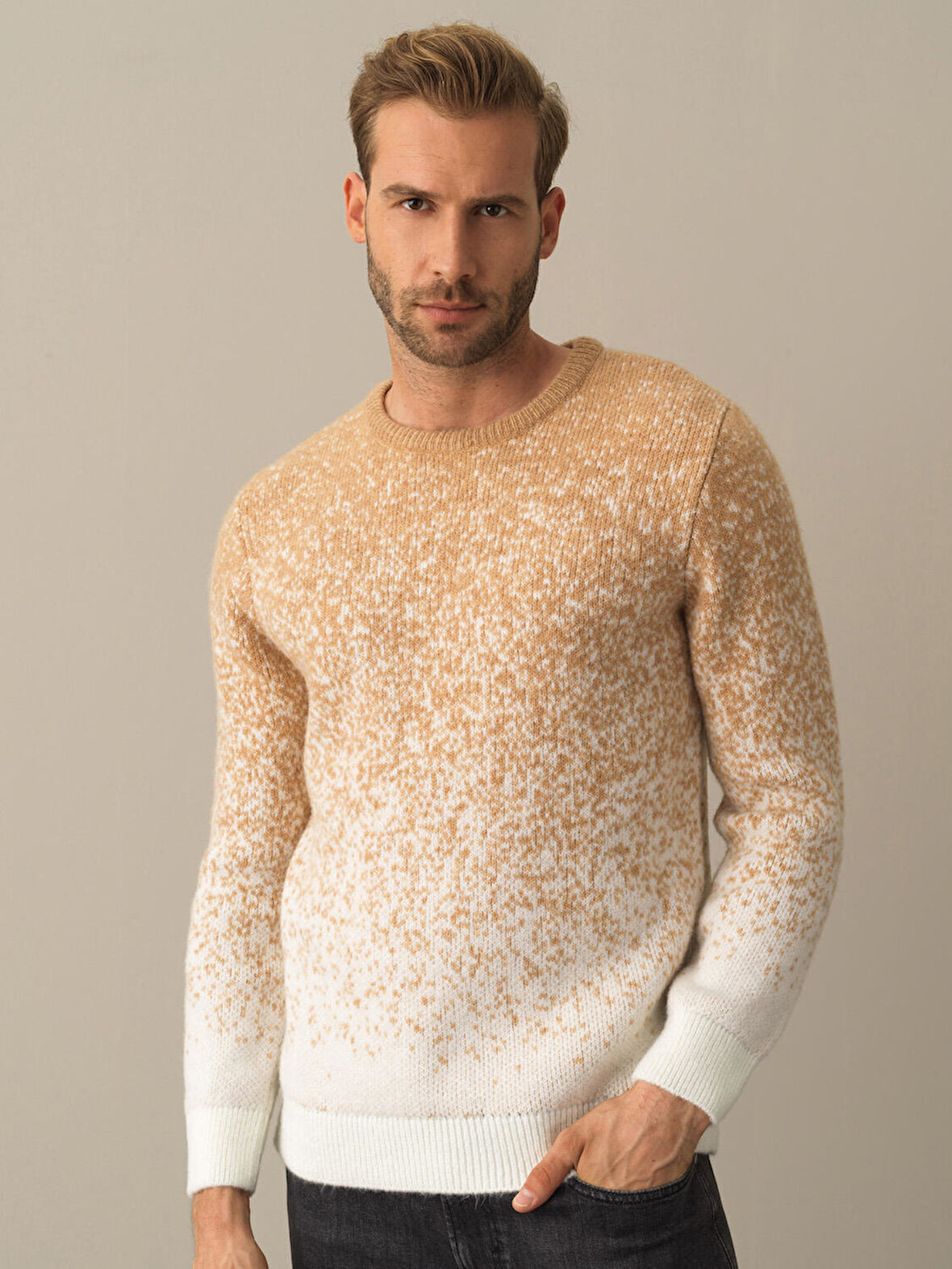 Xint Camel Bisiklet Yaka Regular Fit Kazak