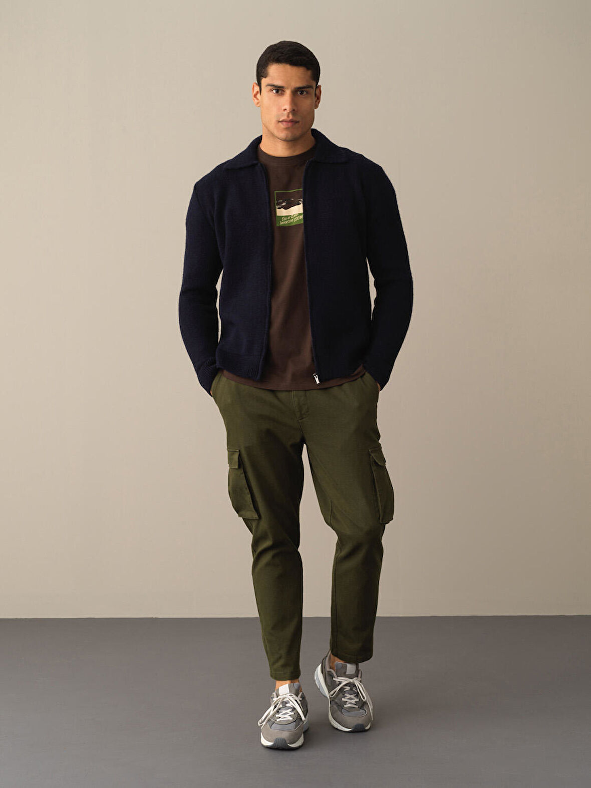 Xint Lacivert Polo Yaka Regular Fit Hırka