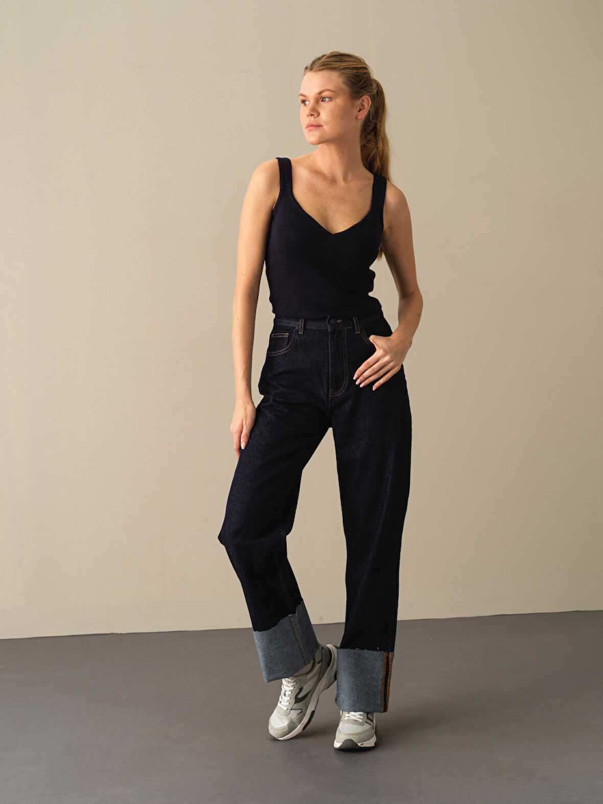 Xint Lacivert Slim Fit Triko Basic Atlet