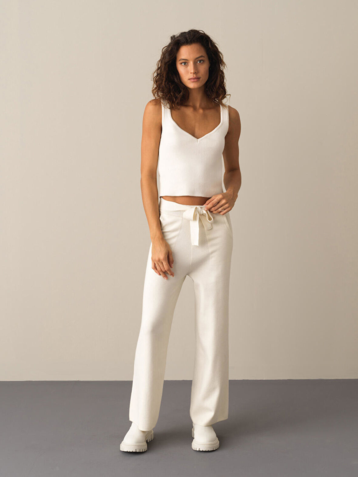 Xint Ekru Slim Fit Triko Basic Atlet