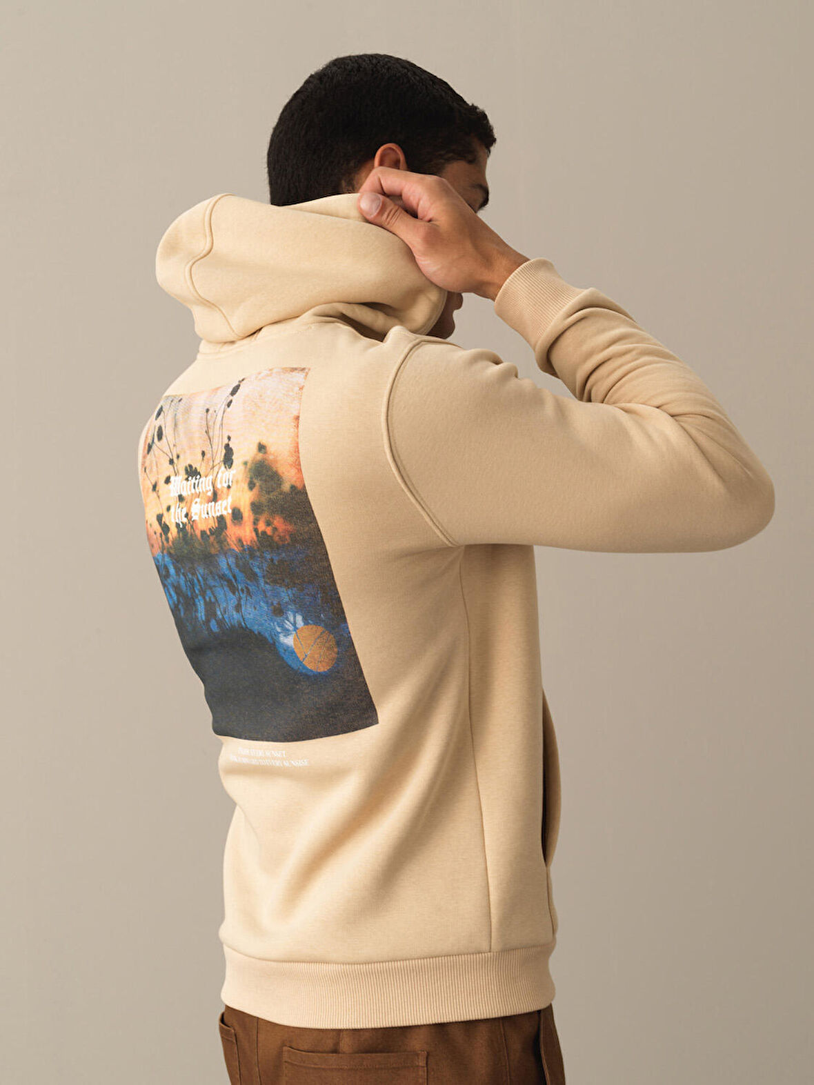 Xint Bej Regular Fit Baskılı Sweatshirt