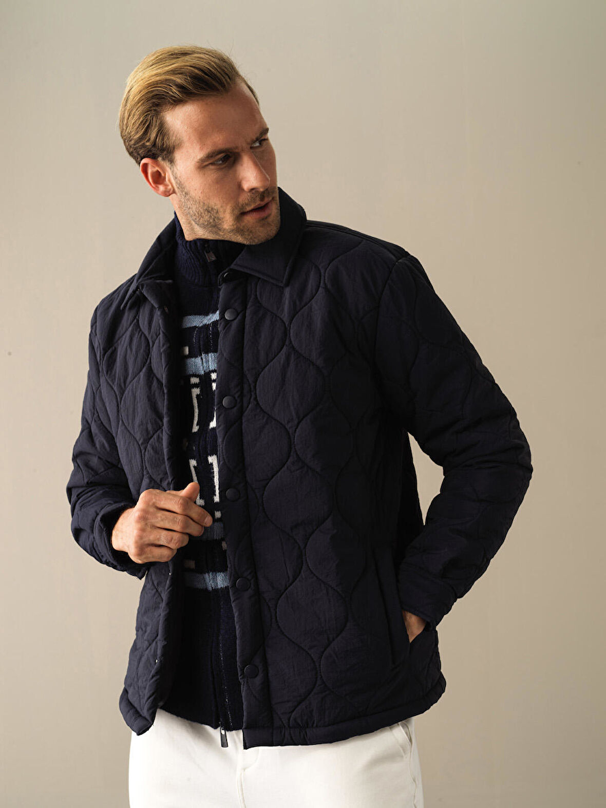 Xint Lacivert Oversize İnce Mont