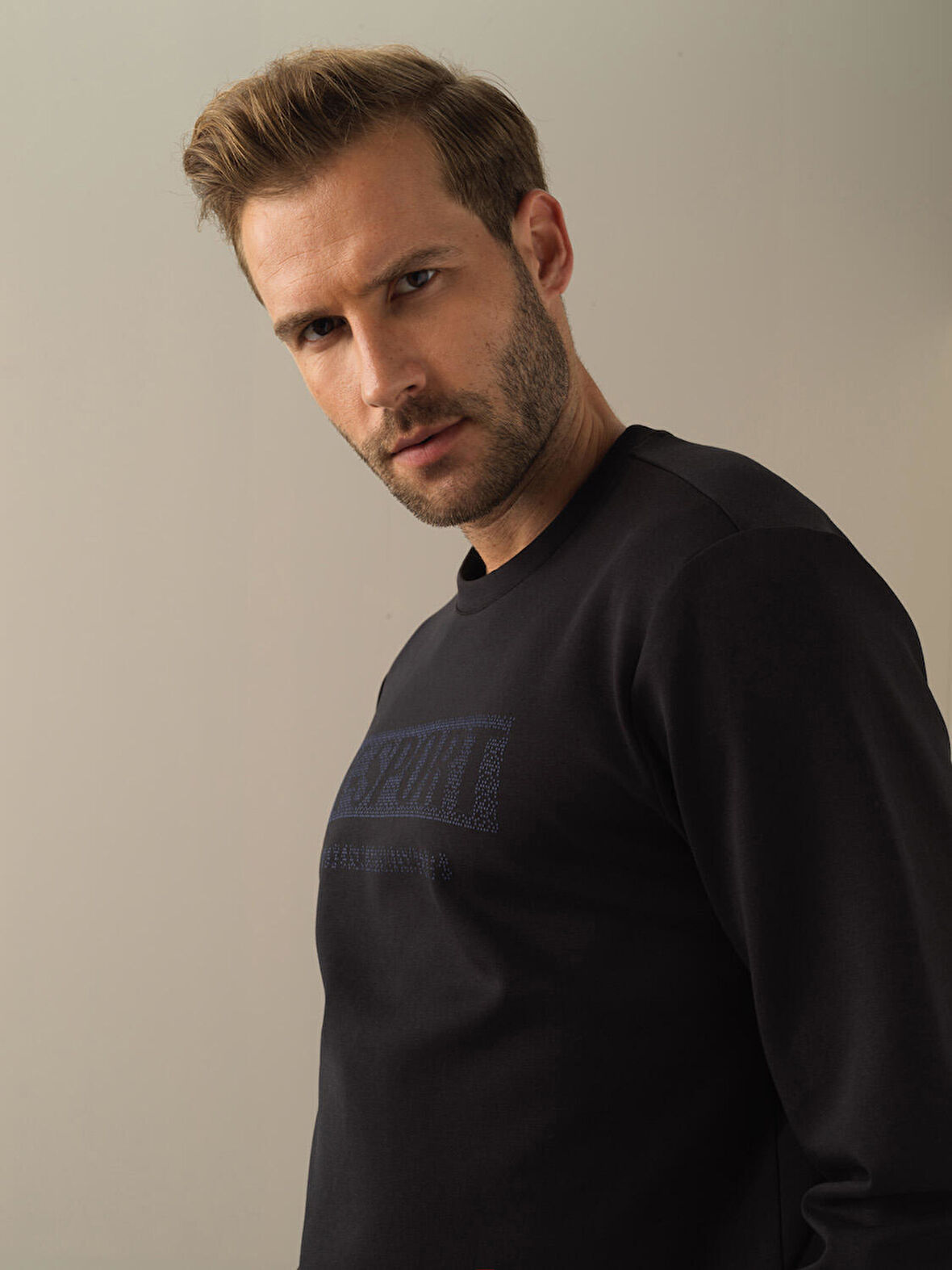 Xint Siyah Slim Fit Baskılı Sweatshirt