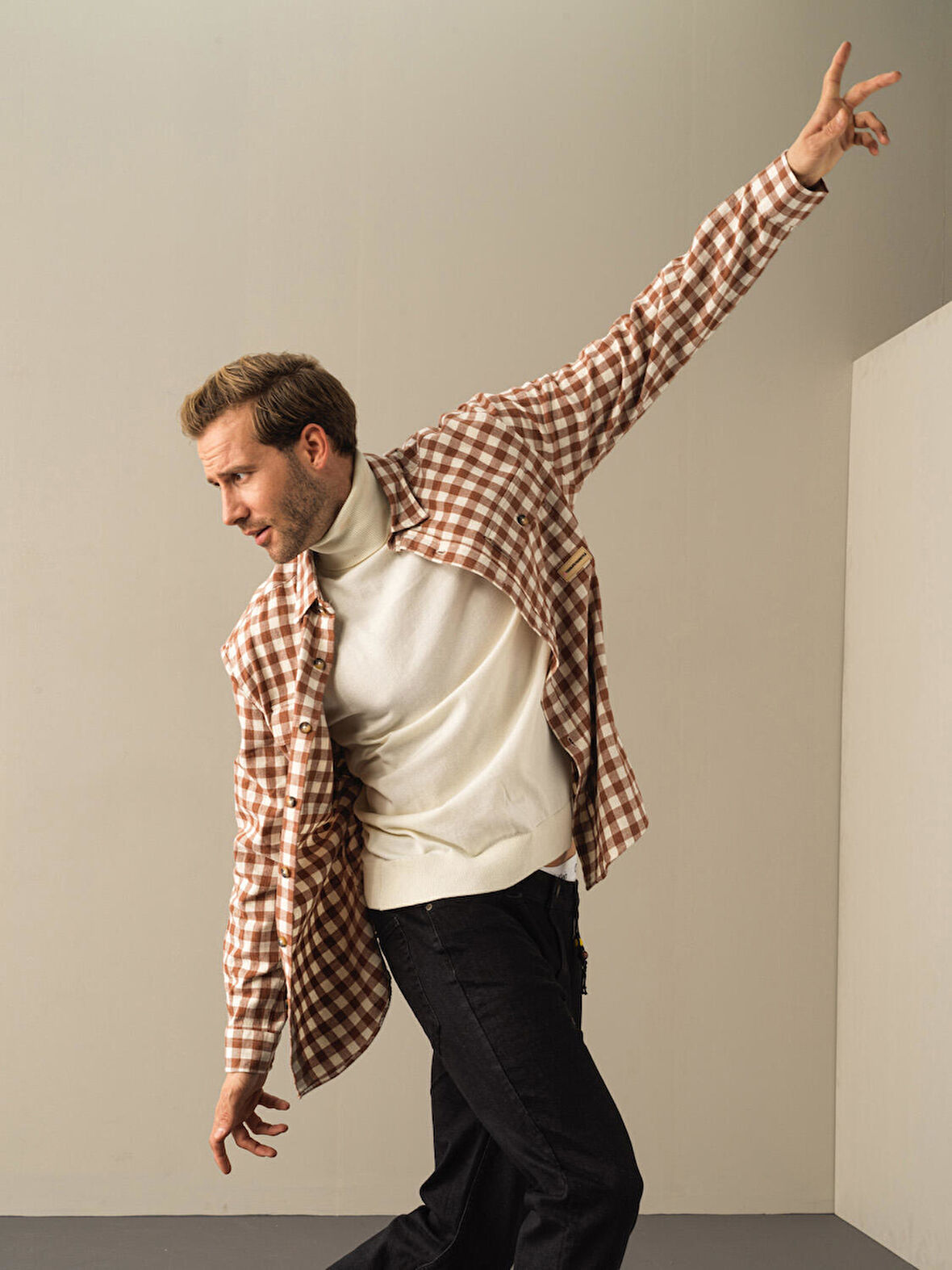 Xint Camel Oversize Ekose Gömlek