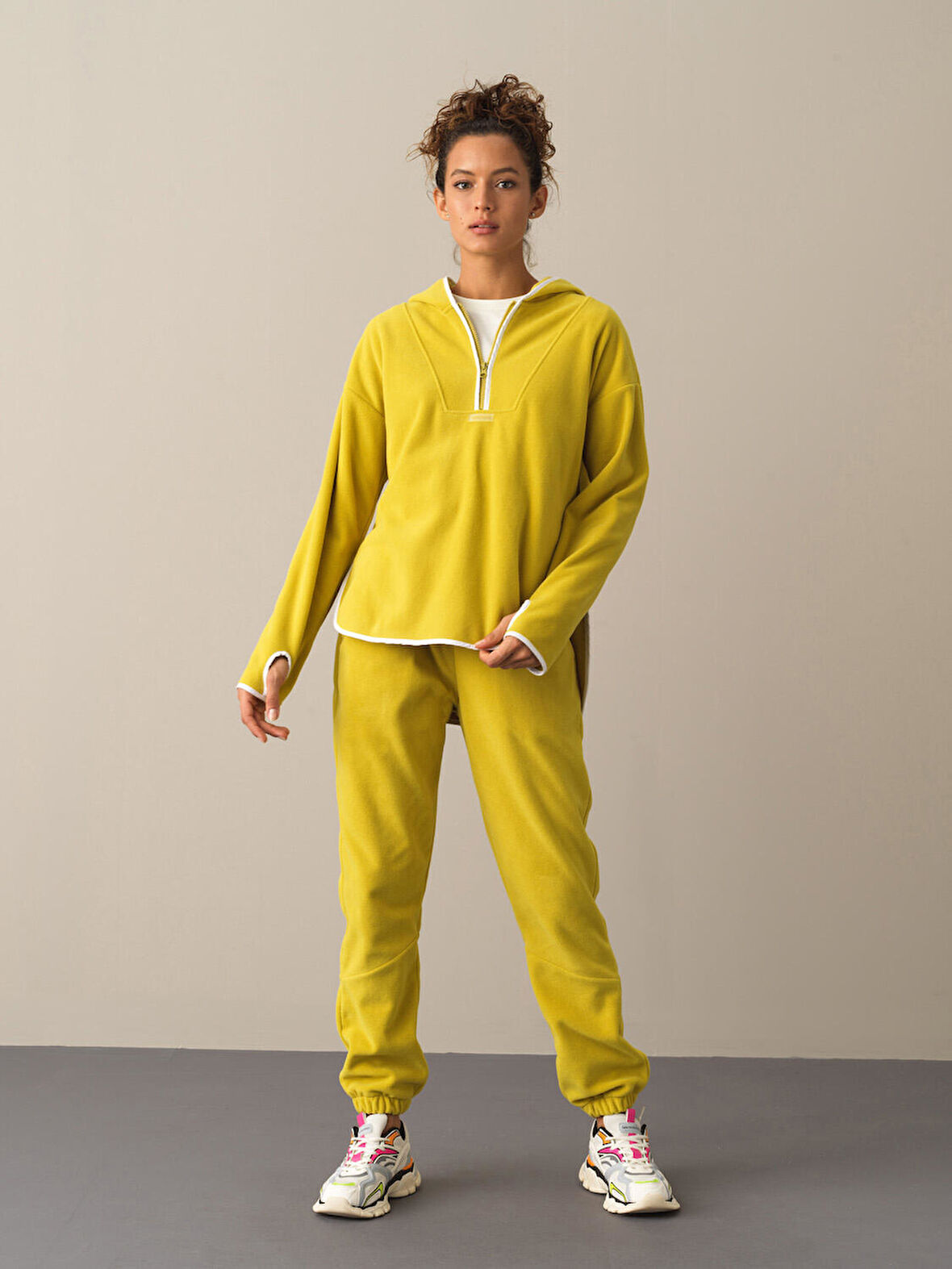 Xint Sarı Fermuarlı Polar Sweatshirt