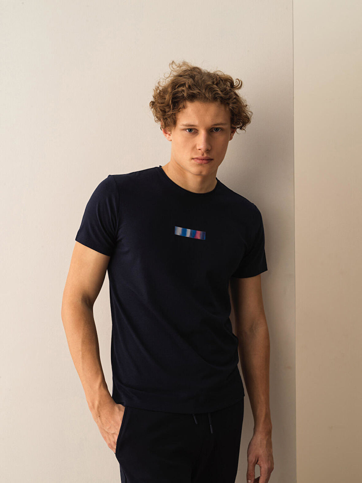 Lacivert Slim Fit Pamuklu Tişört
