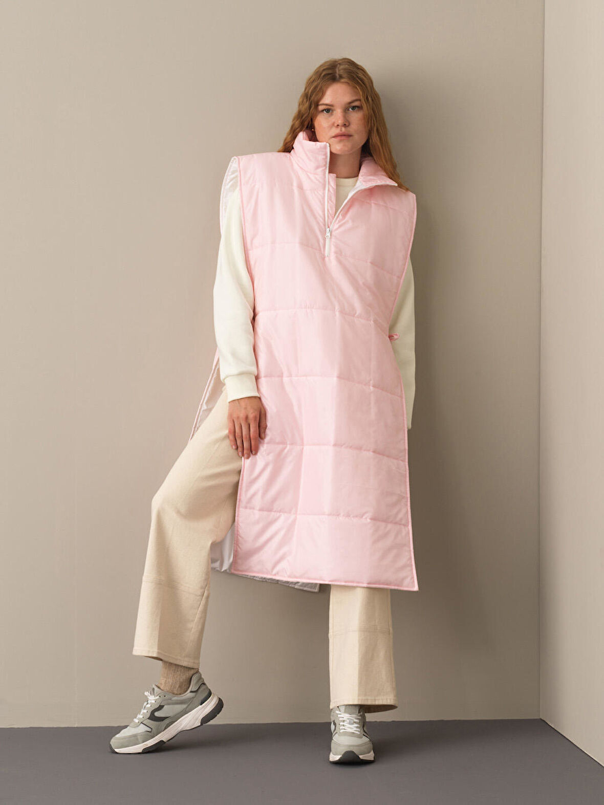 Xint Pembe Dik Yaka Regular Fit Yelek