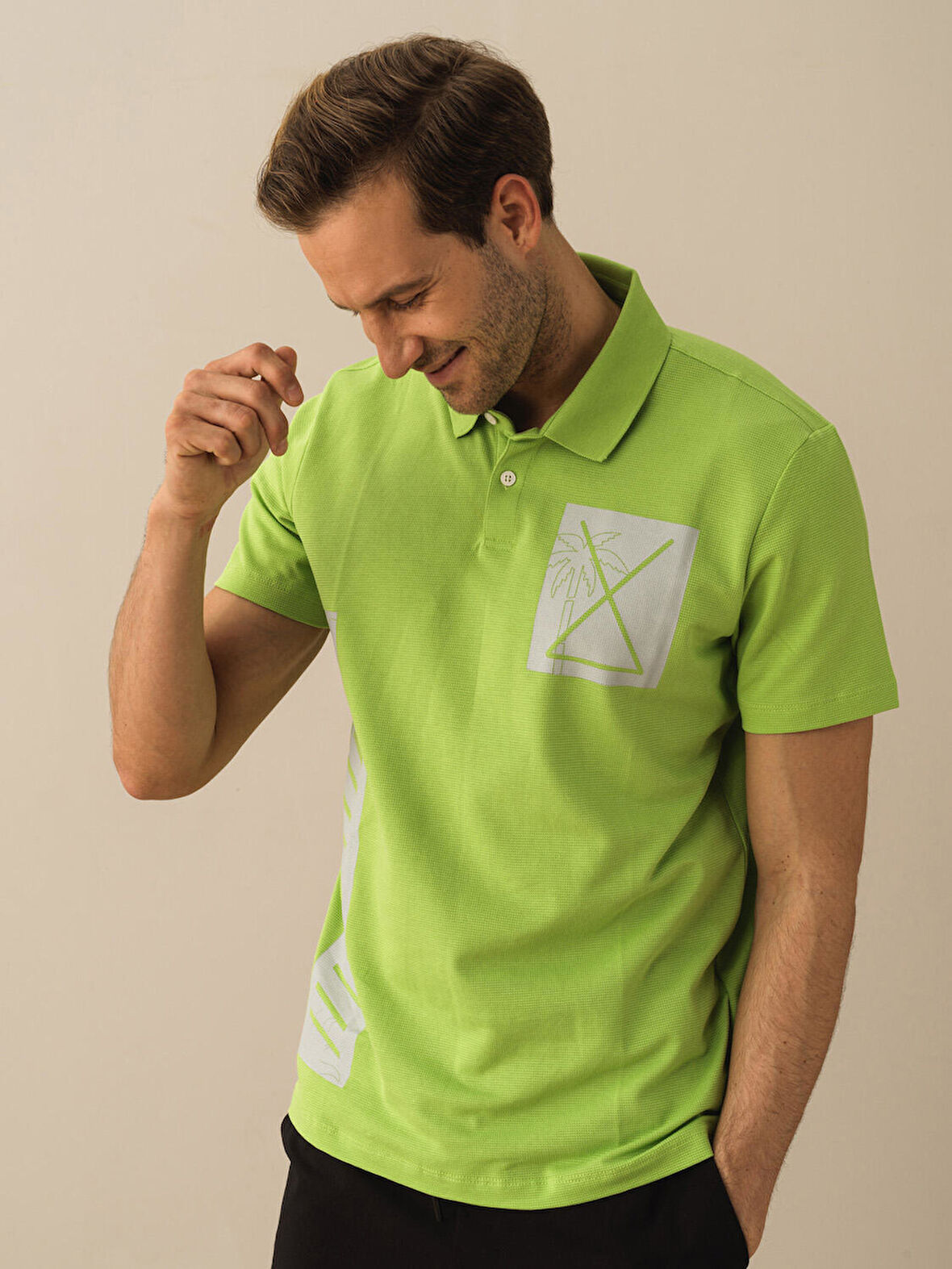 Yeşil Regular Fit Pamuklu Tişört