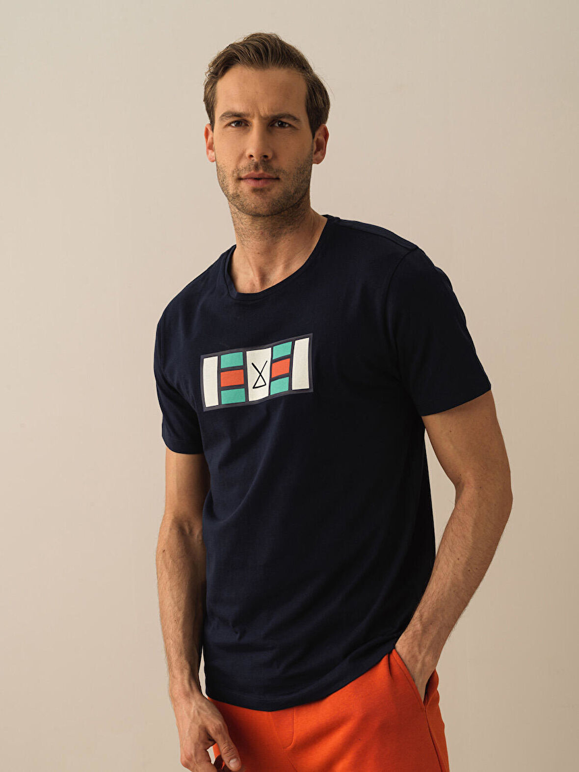 Lacivert Regular Fit Pamuklu Tişört