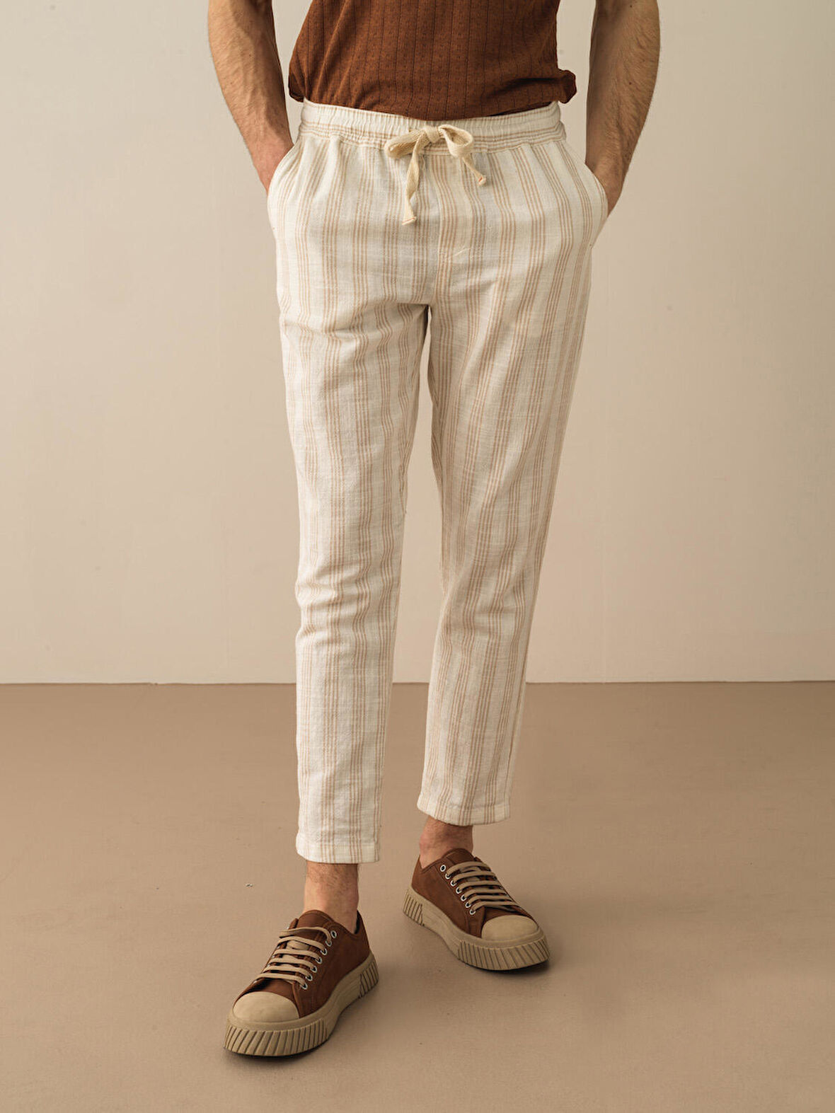 Taş Rengi Regular Fit Pamuklu Pantolon