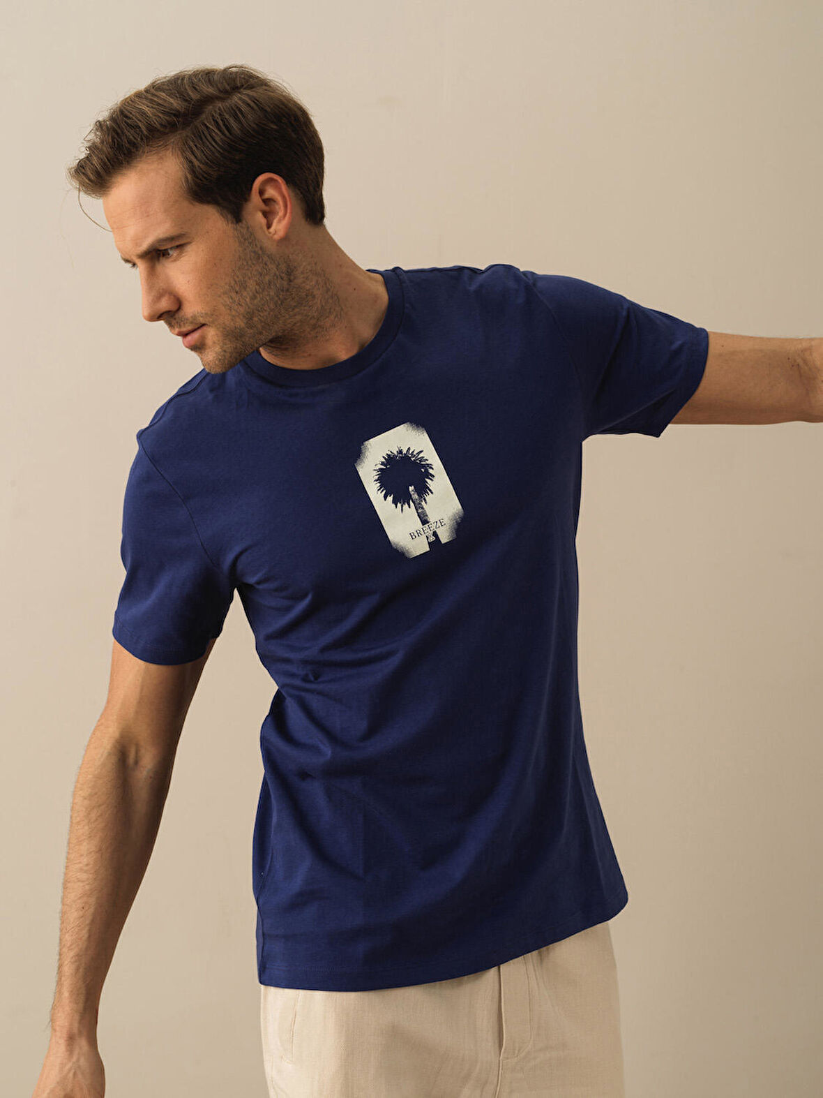 Lacivert Regular Fit Pamuklu Tişört