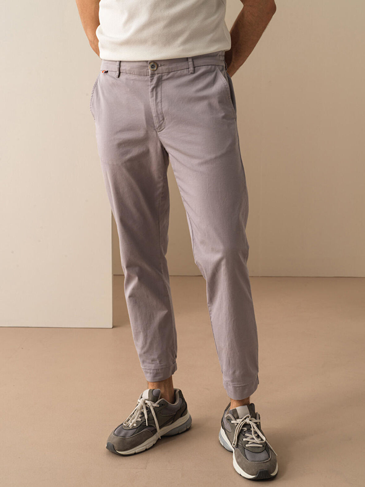 Gri Slim Fit Pamuklu Pantolon