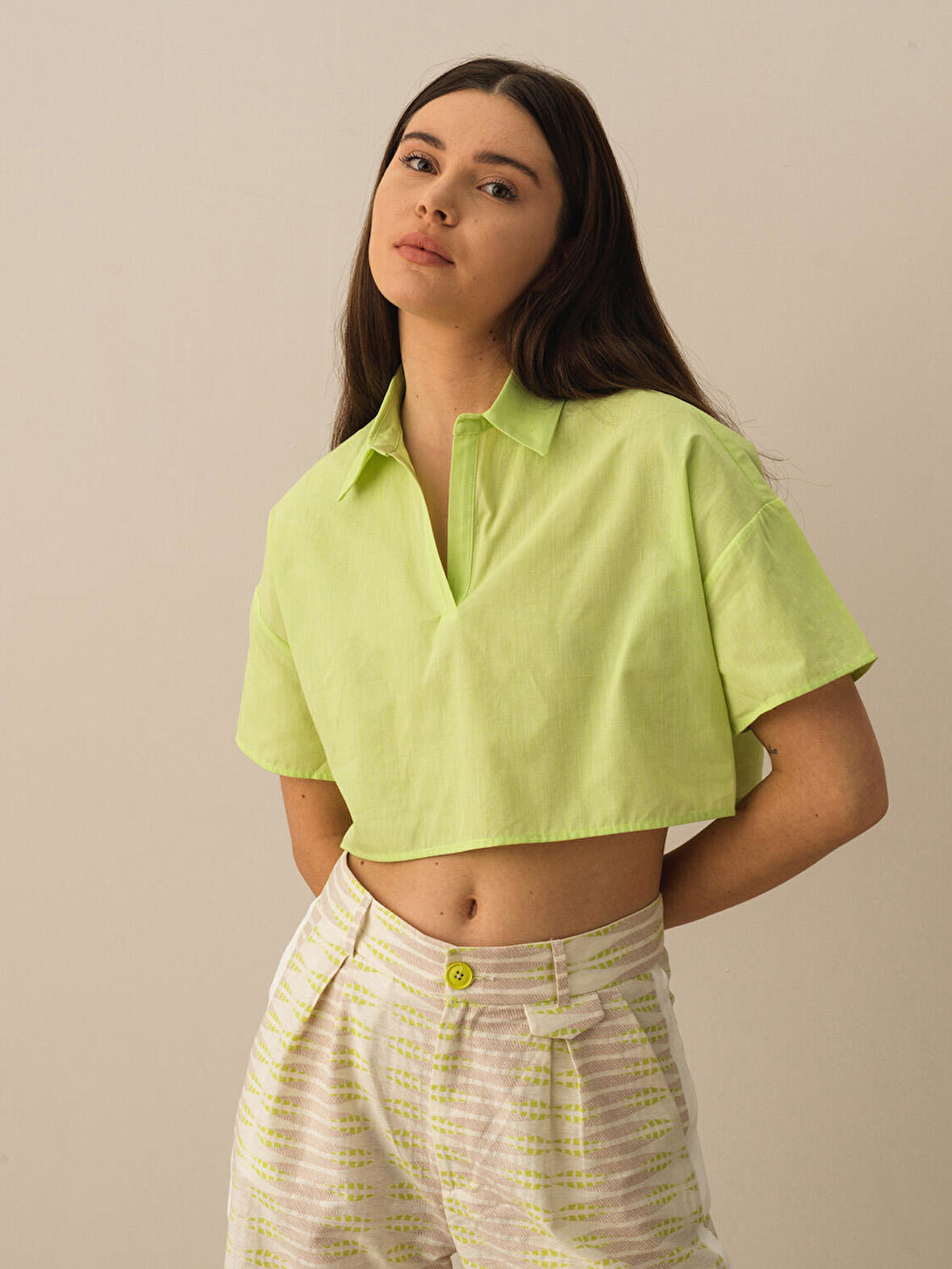 Yeşil Regular Fit Pamuklu Gömlek