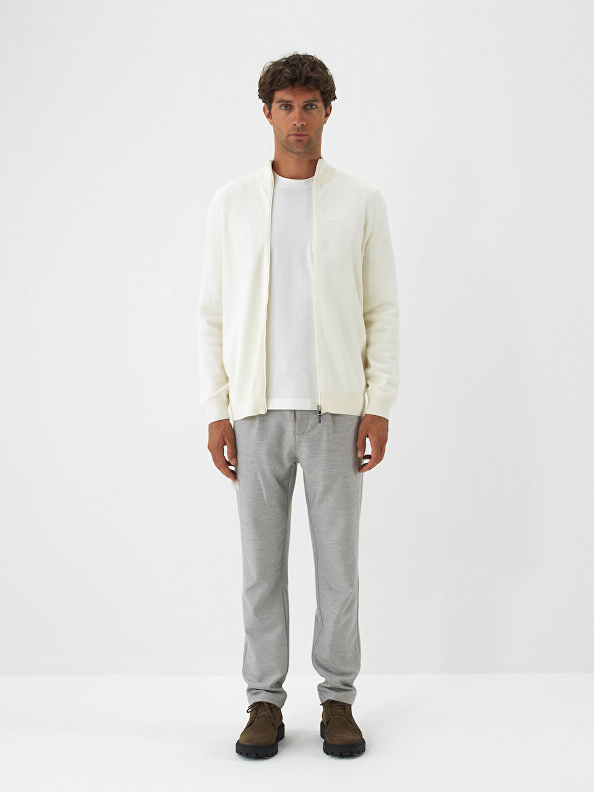 Xint Ekru Dokulu Pamuk Dokulu Regular Fit Hırka