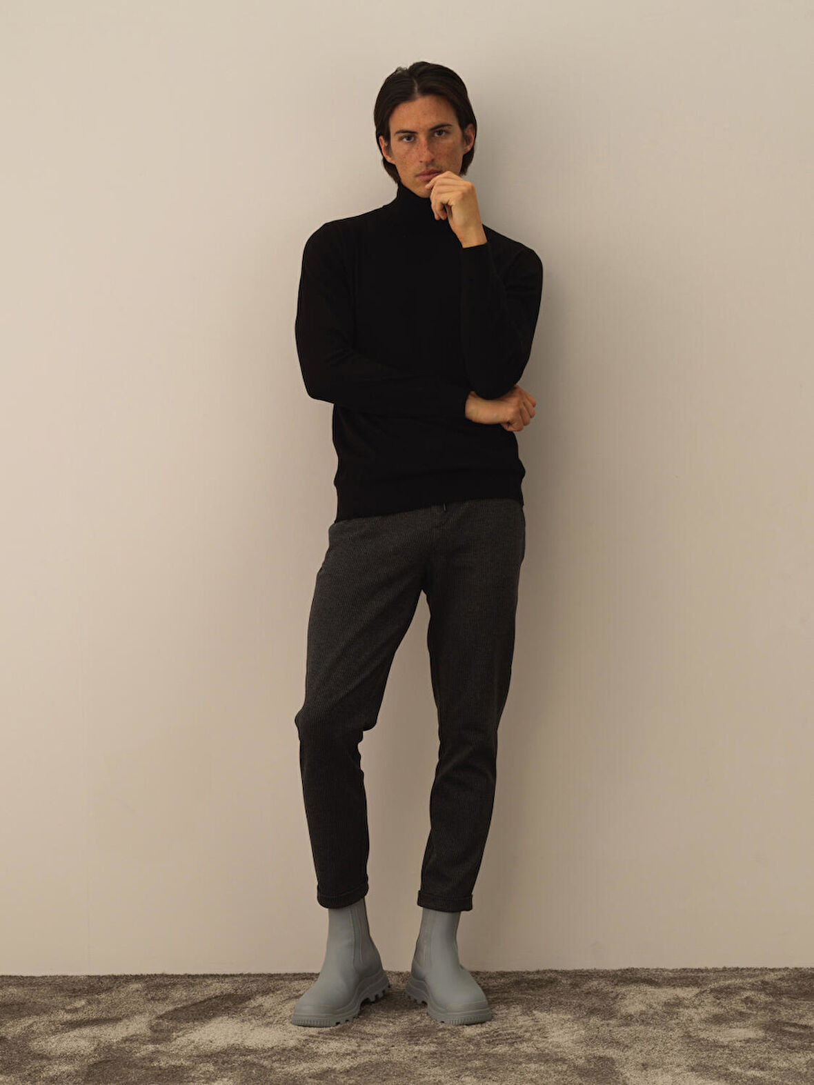 Xint Siyah Pamuk Dokulu Regular Fit Kazak