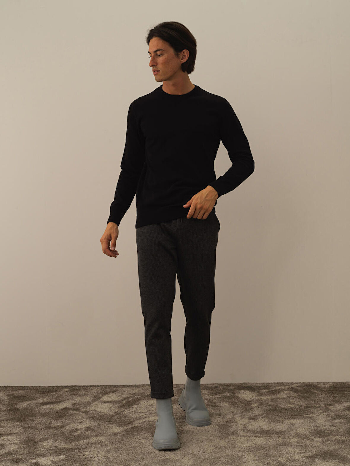 Xint Siyah Pamuk Dokulu Regular Fit Kazak