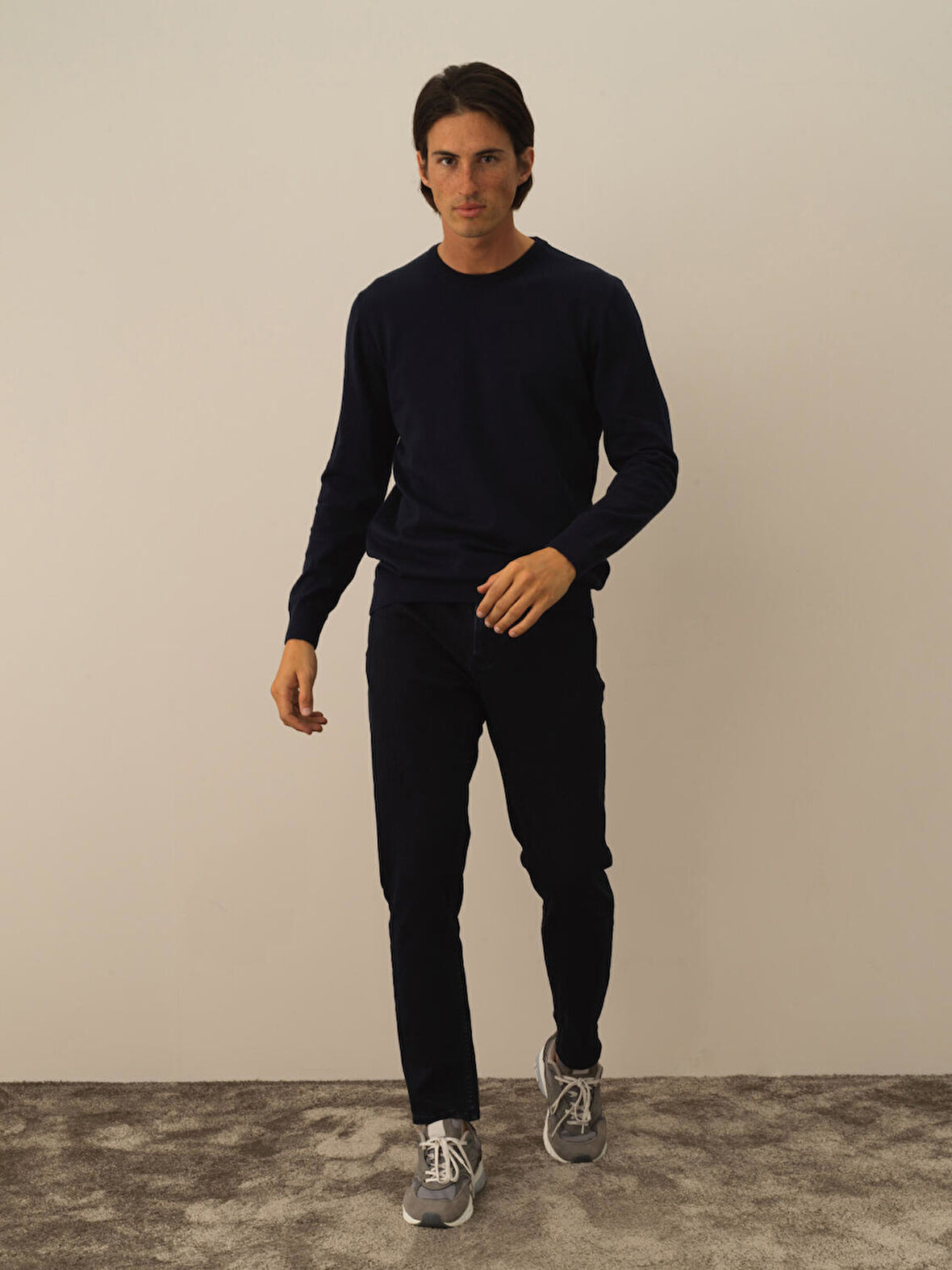 Xint Lacivert Pamuk Dokulu Regular Fit Kazak