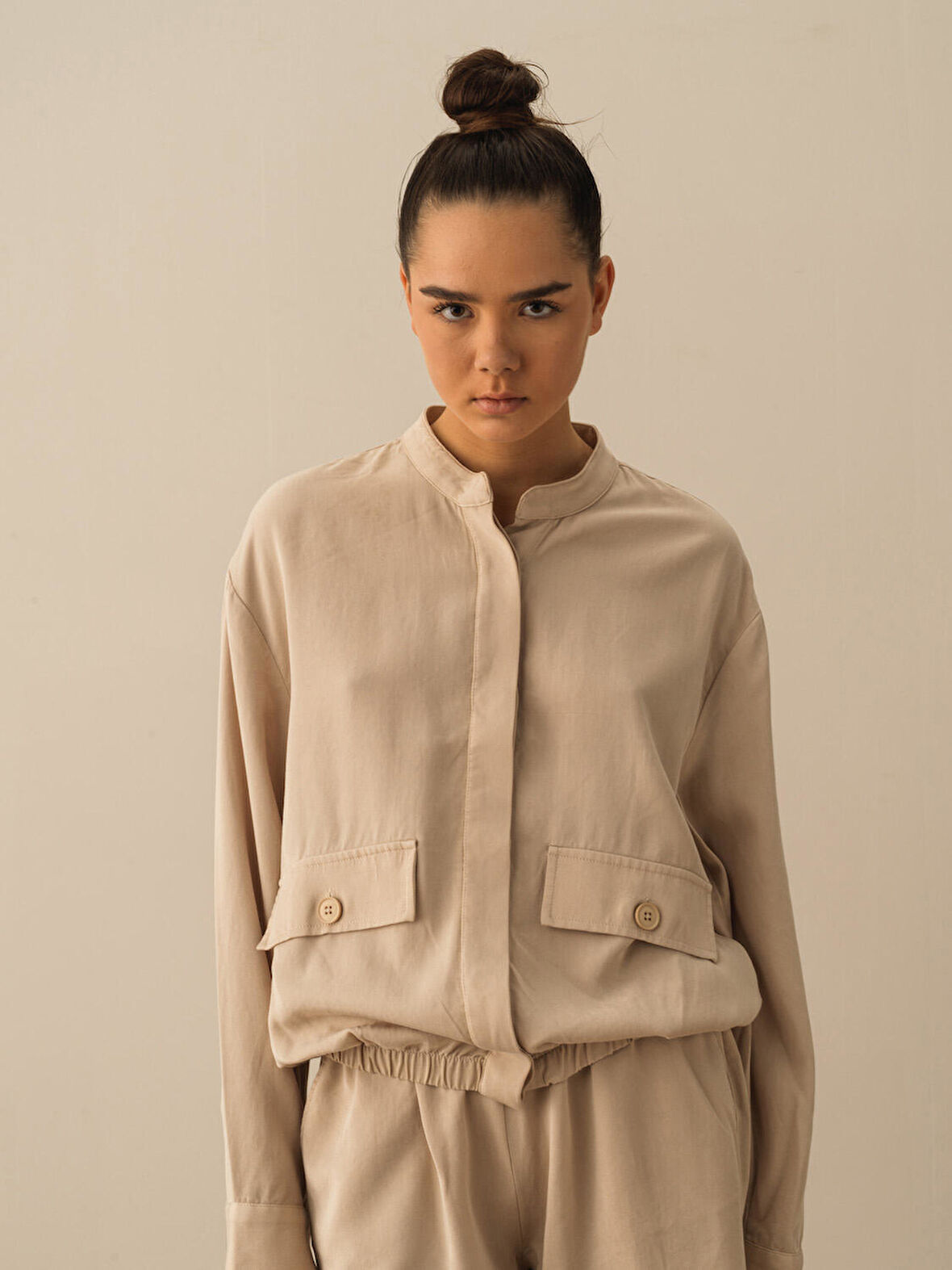 Taş Rengi Oversize Ceket