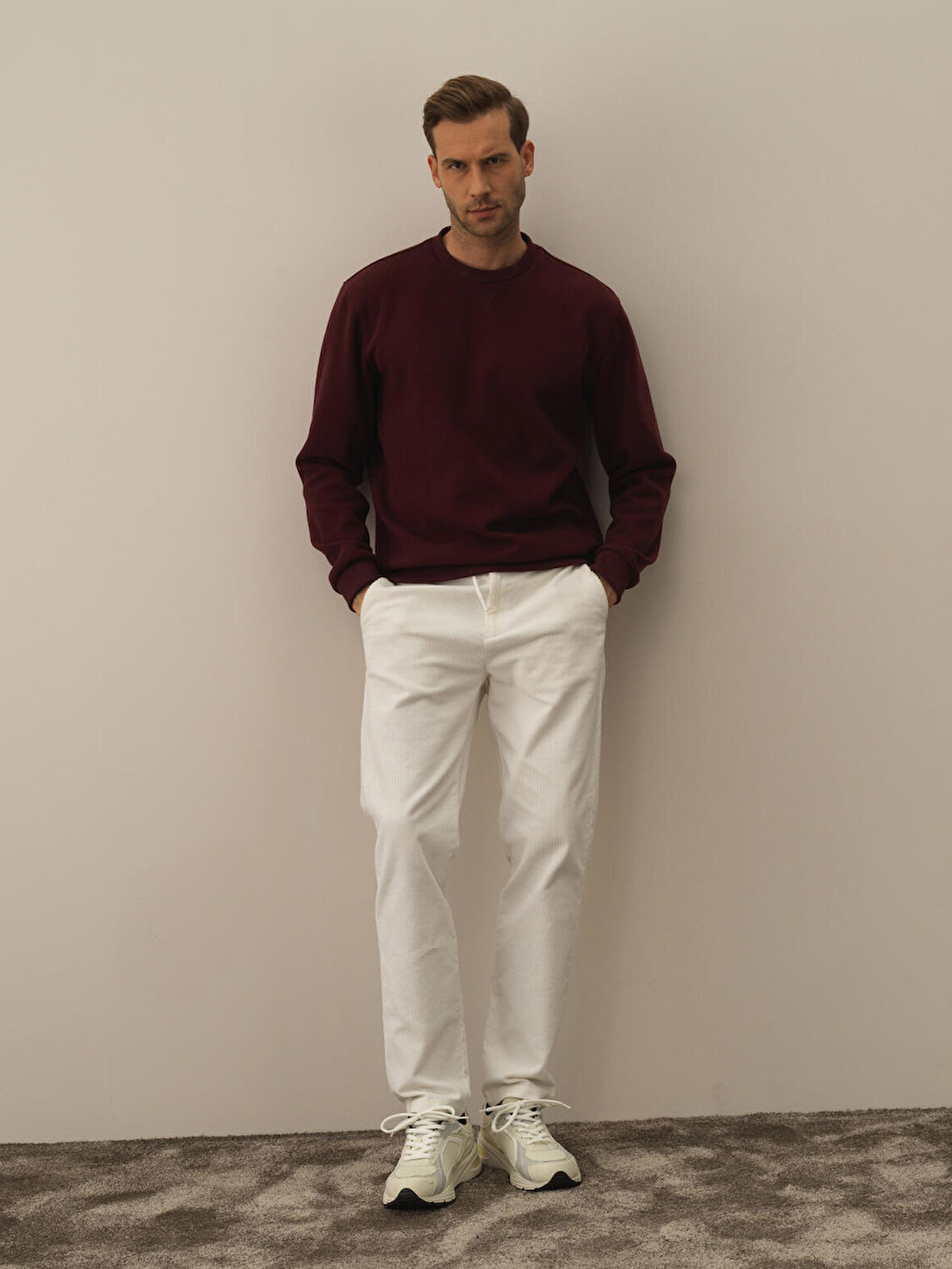 Xint Bordo Pamuk Dokulu Regular Fit Sweatshirt