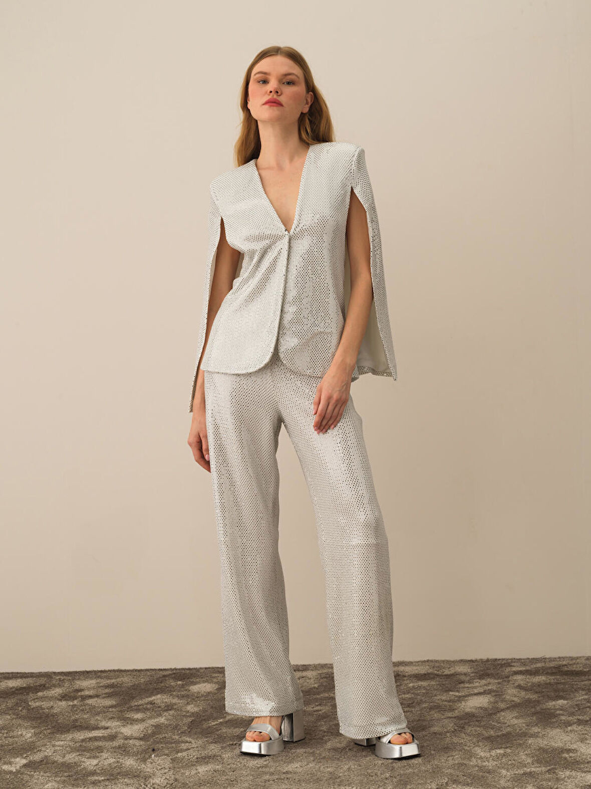 Xint Koyu Gri Esnek Dokulu Oversize Ceket