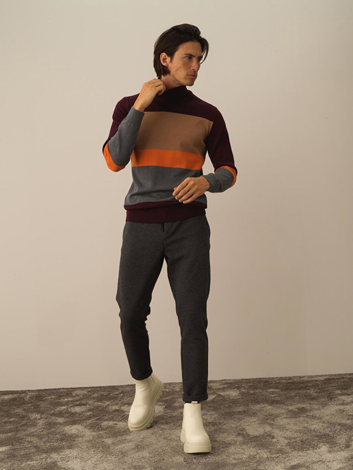 Xint Bordo Pamuk Dokulu Regular Fit Kazak