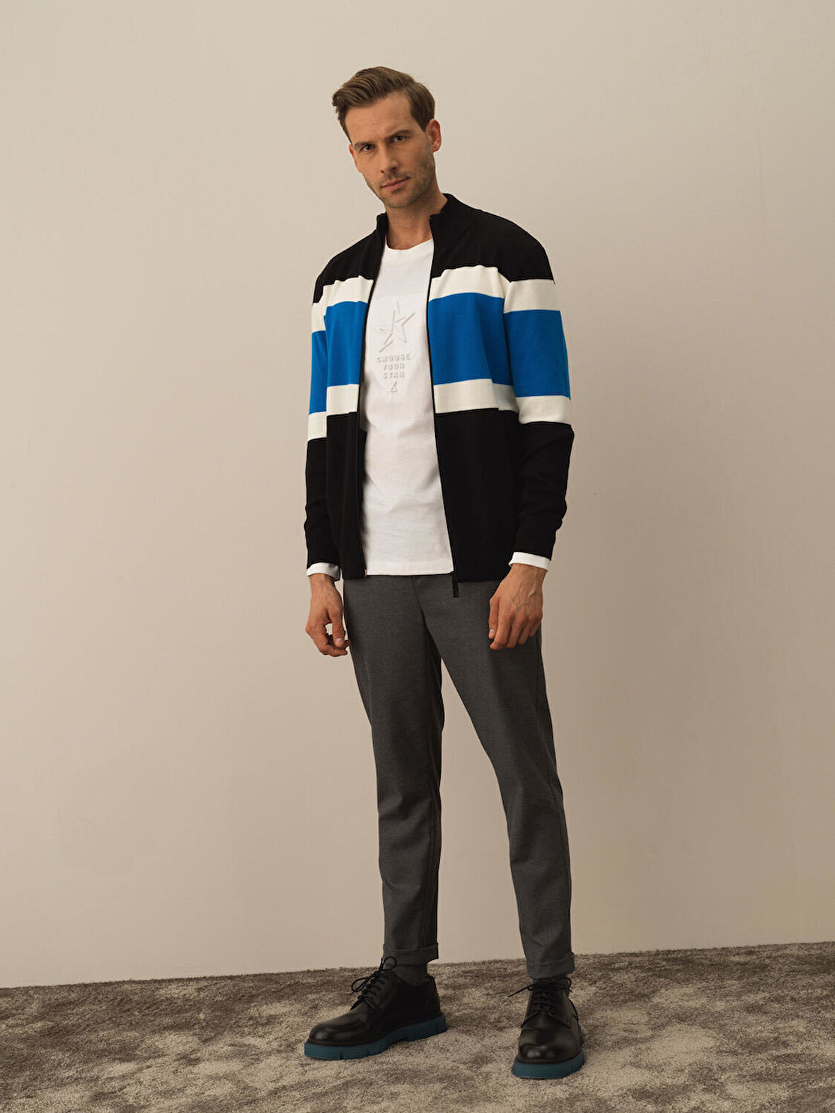 Xint Siyah Pamuk Dokulu Regular Fit Hırka