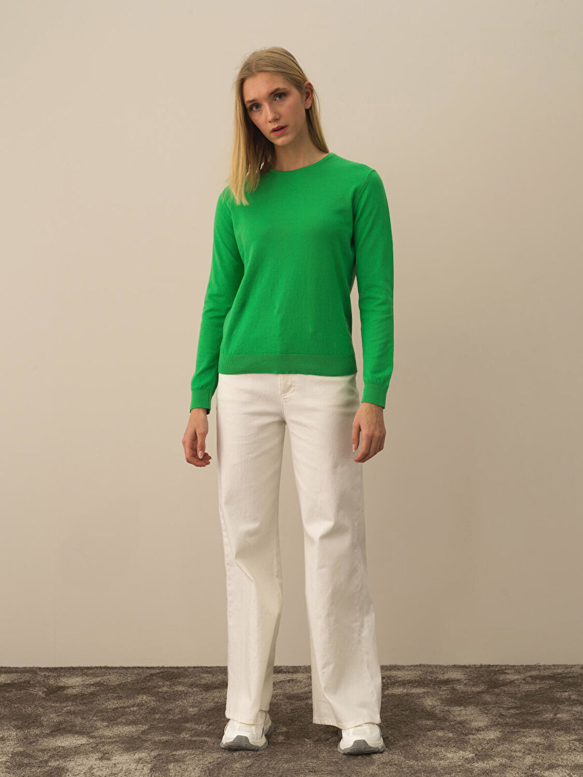 Xint Yeşil Regular Fit Basic Kazak