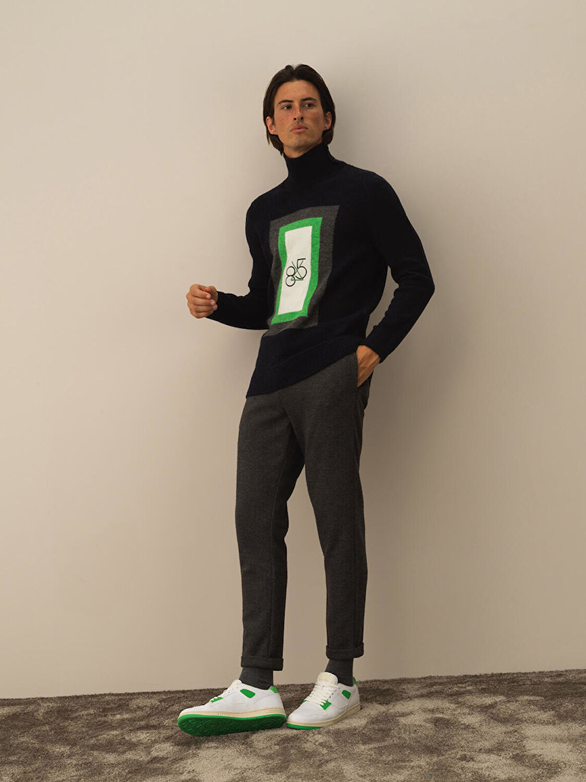 Xint Lacivert Lüks Pamuk Dokulu Regular Fit Kazak