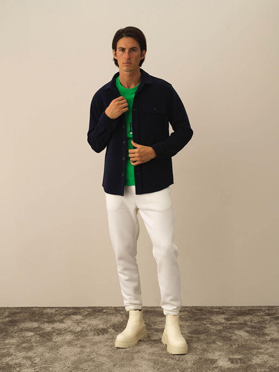 Xint Lacivert Pamuk Dokulu Regular Fit Gömlek