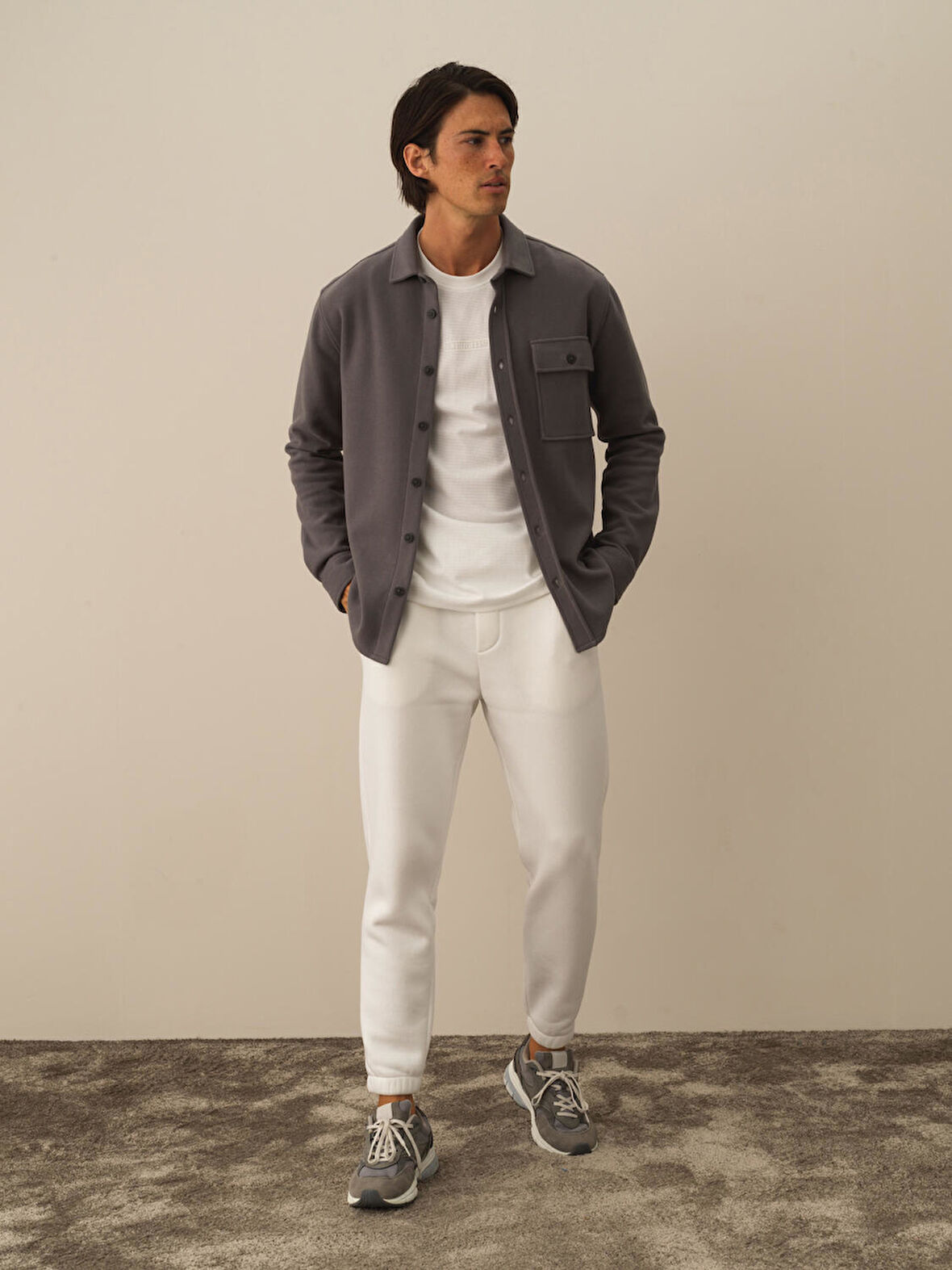 Xint Koyu Gri Pamuk Dokulu Regular Fit Gömlek