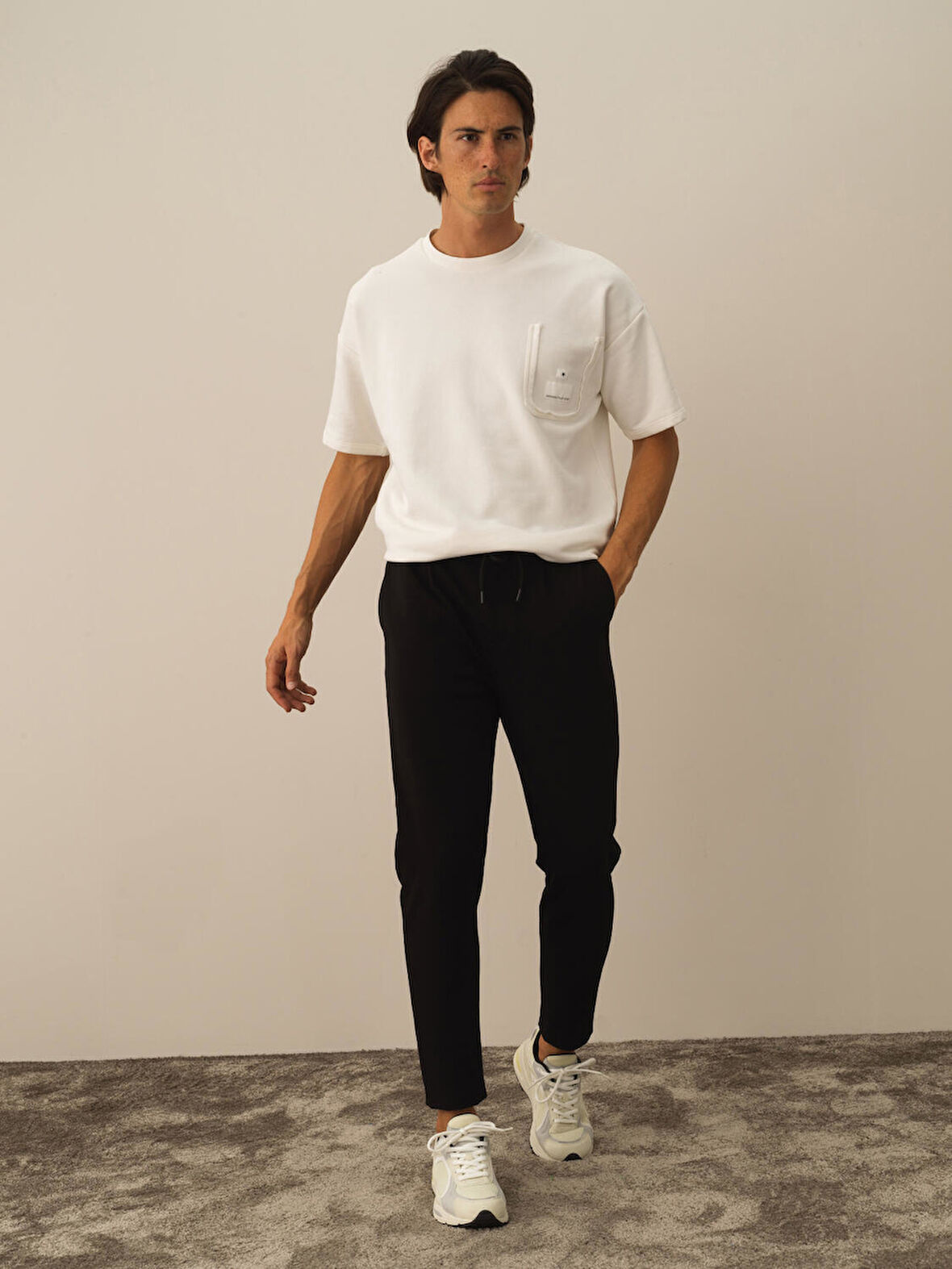 Xint Siyah Pamuk Dokulu Slim Fit Sweat Pantolon