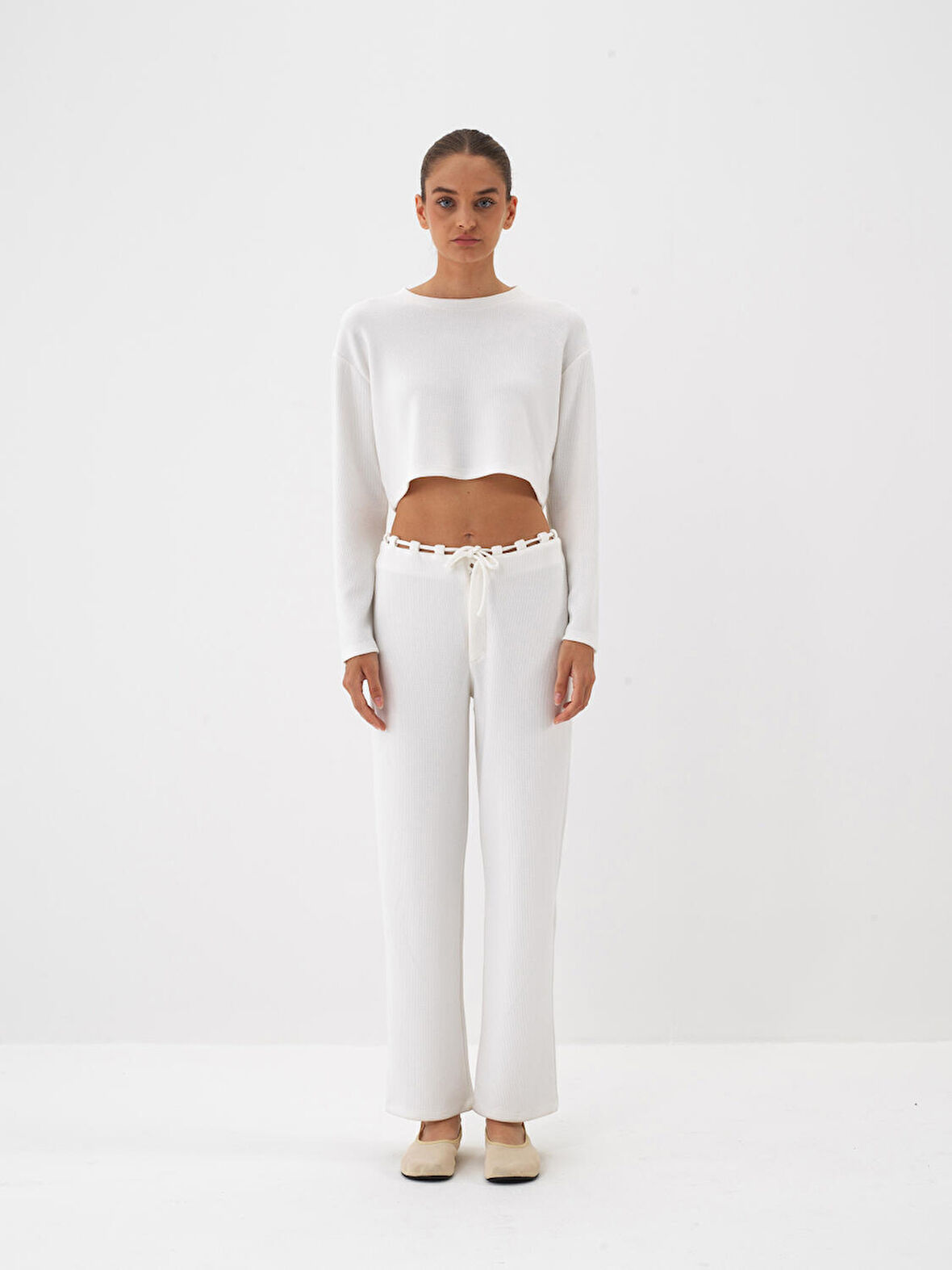 Xint Ekru Esnek Dokulu Regular Fit Bluz