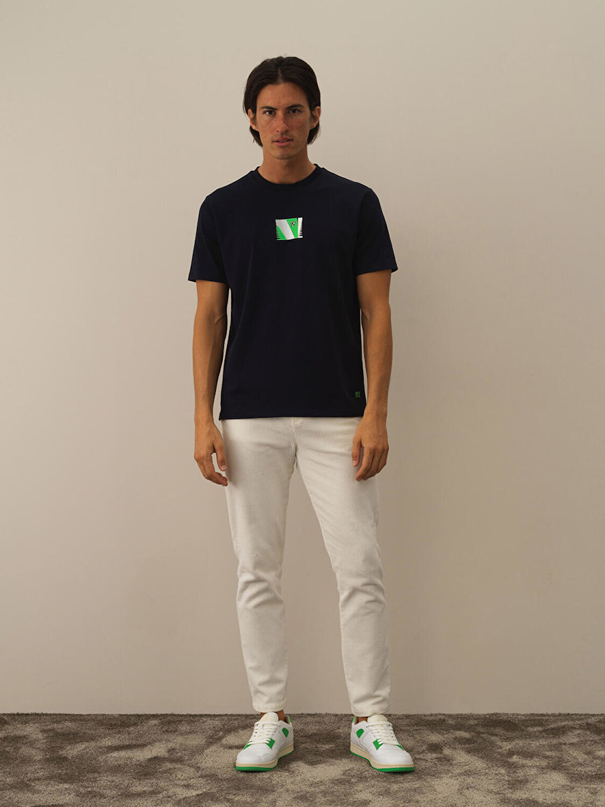 Xint Lacivert Pamuk Dokulu Regular Fit Tişört