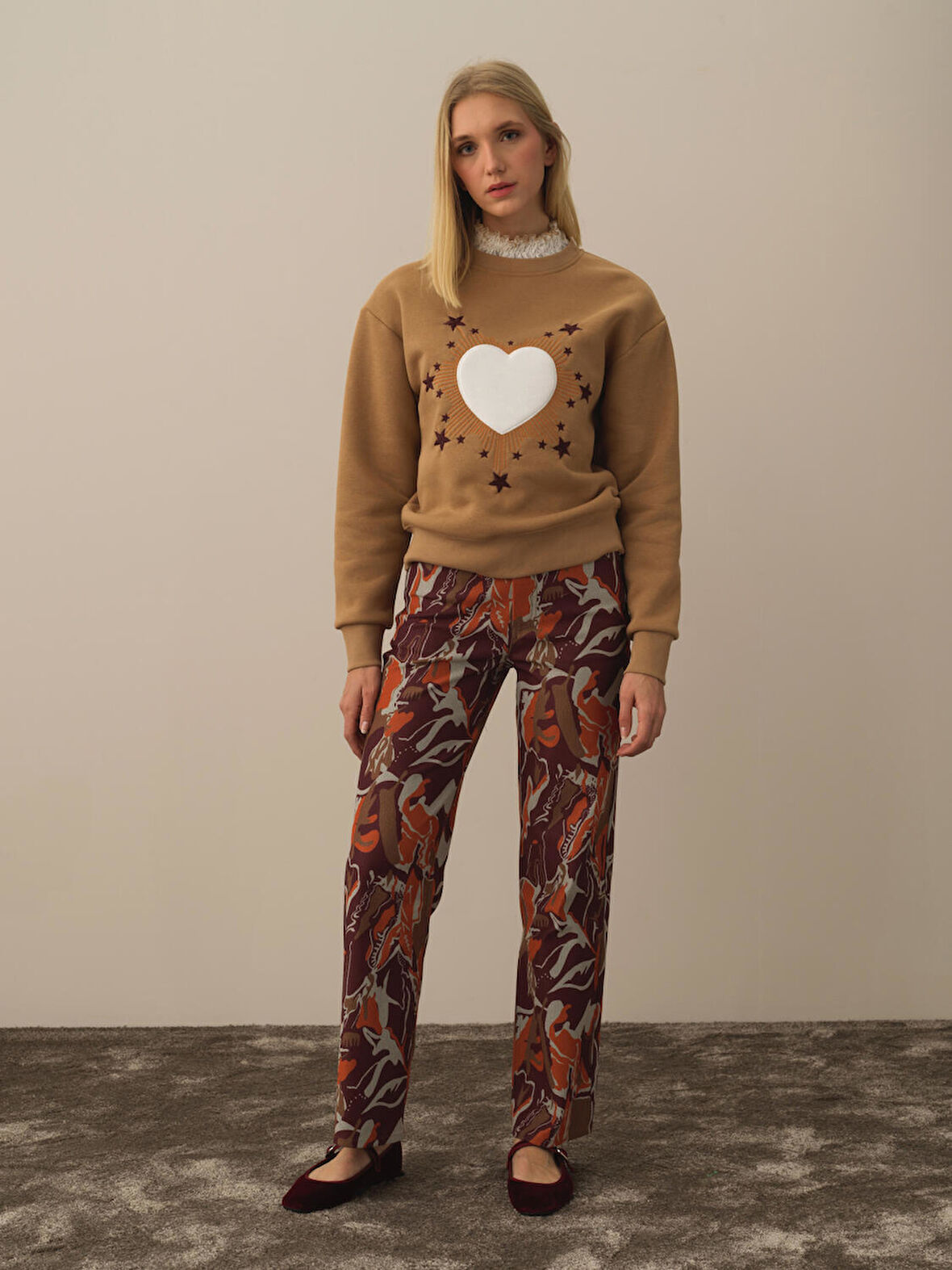 Xint Bordo Pamuk Dokulu Regular Fit Pantolon