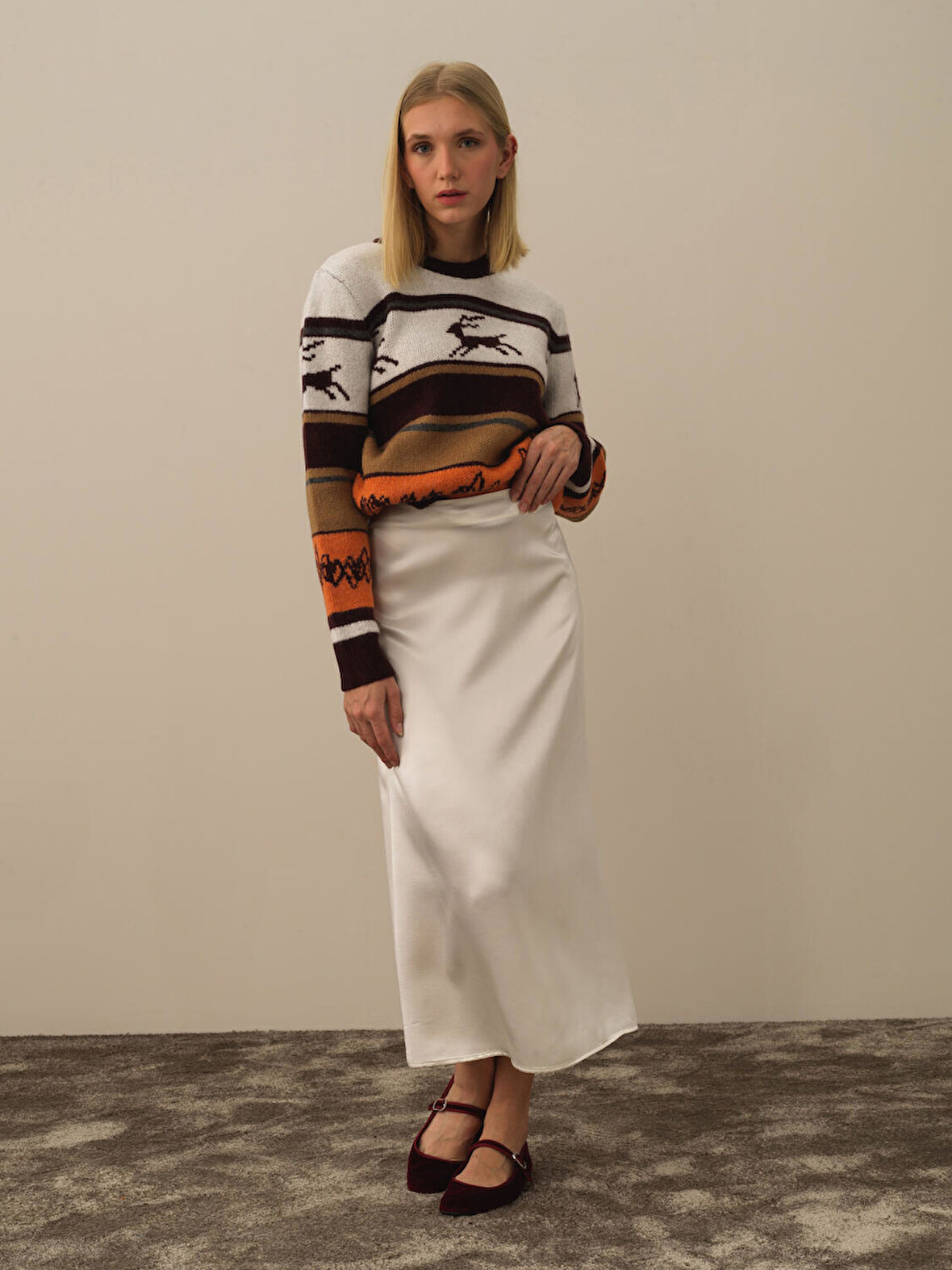 Xint Ekru Formunu Koruyan Regular Fit Etek