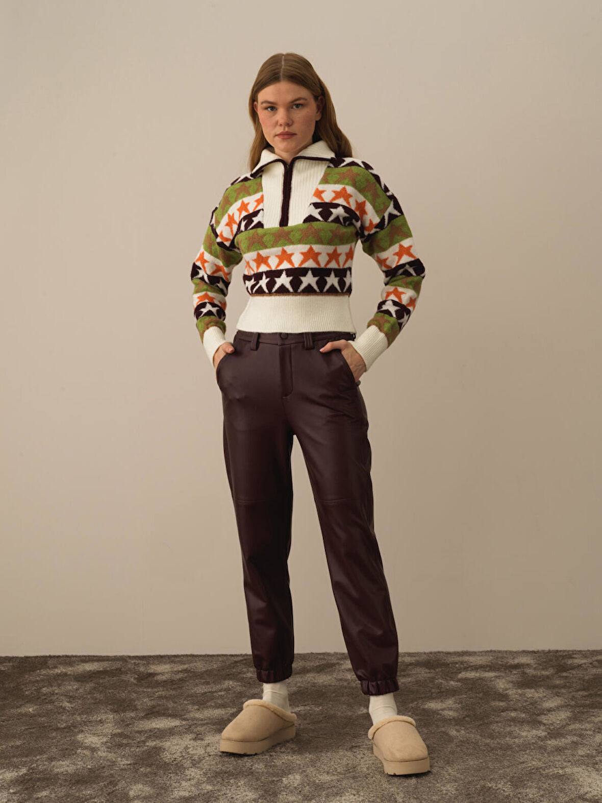 Xint Bordo Pamuk Dokulu Regular Fit Pantolon