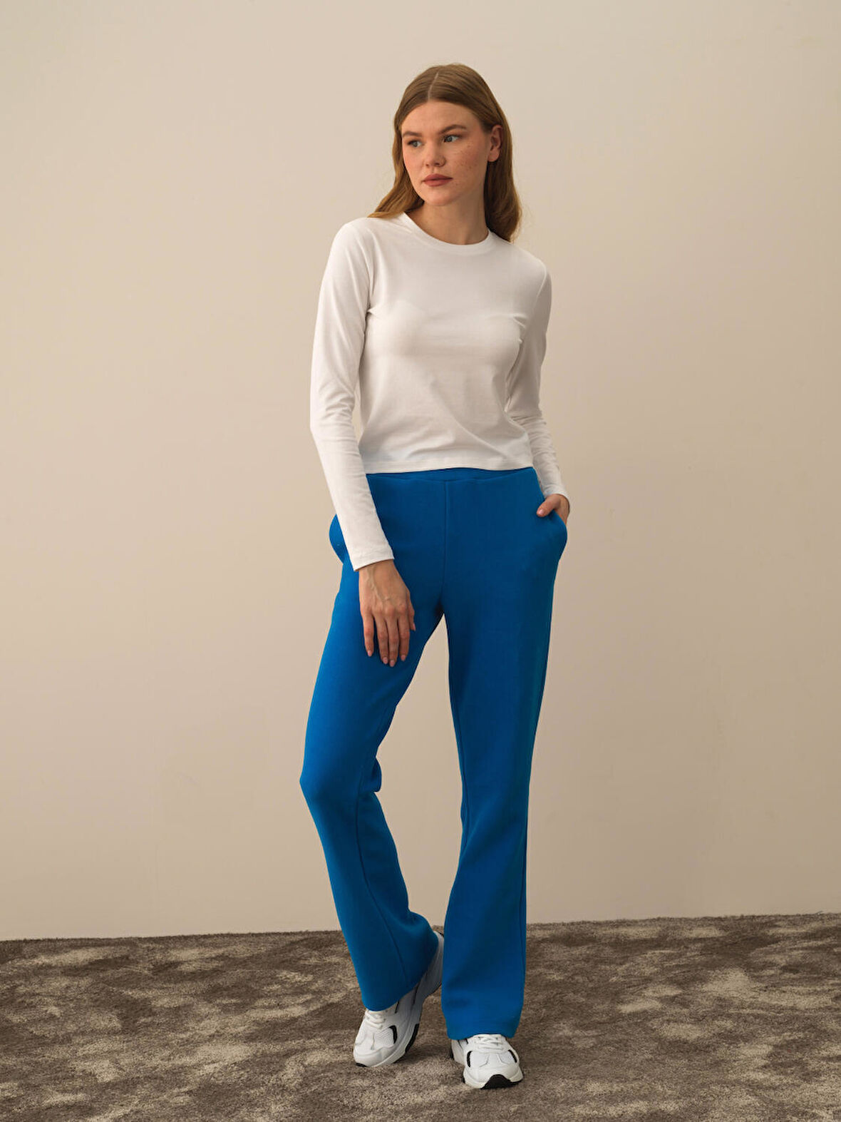 Xint Kırık Beyaz Modal Dokulu Regular Fit Uzun Kollu Tişört