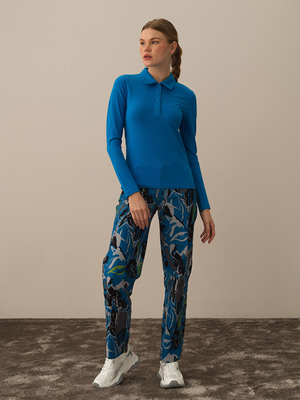 Xint Mavi Modal Dokulu Slim Fit Uzun Kollu Tişört