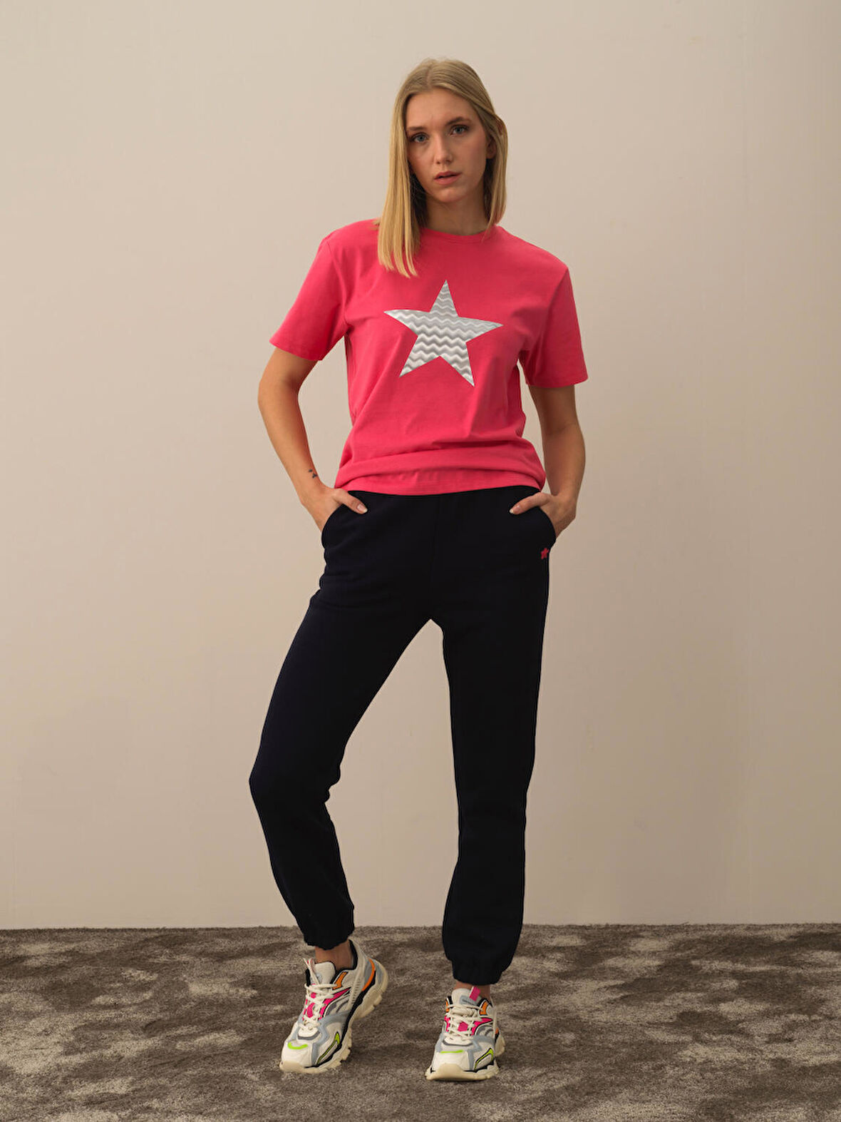 Xint Lacivert Pamuk Dokulu Regular Fit Sweat Pantolon