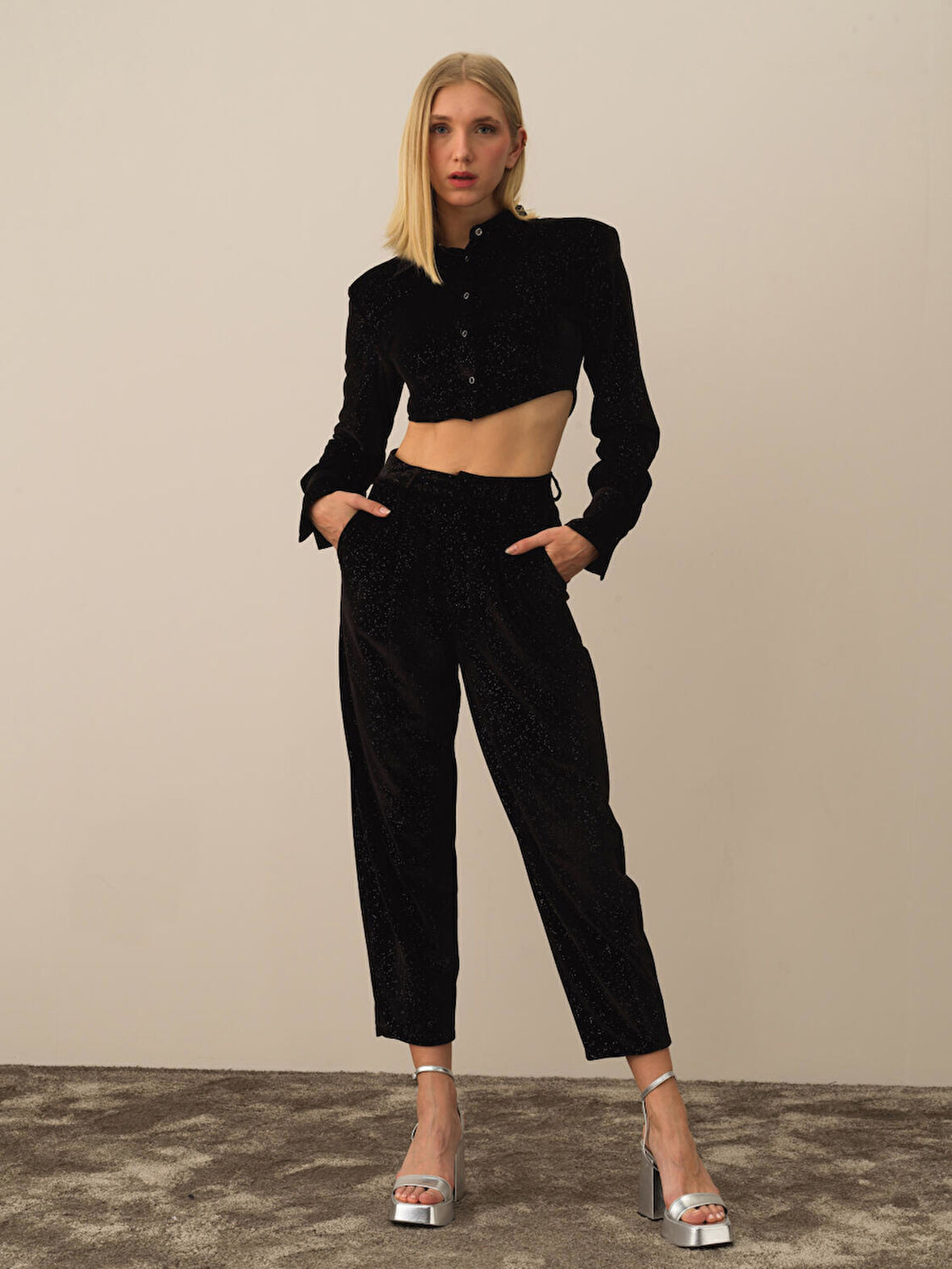 Xint Siyah Esnek Dokulu Regular Fit Gömlek