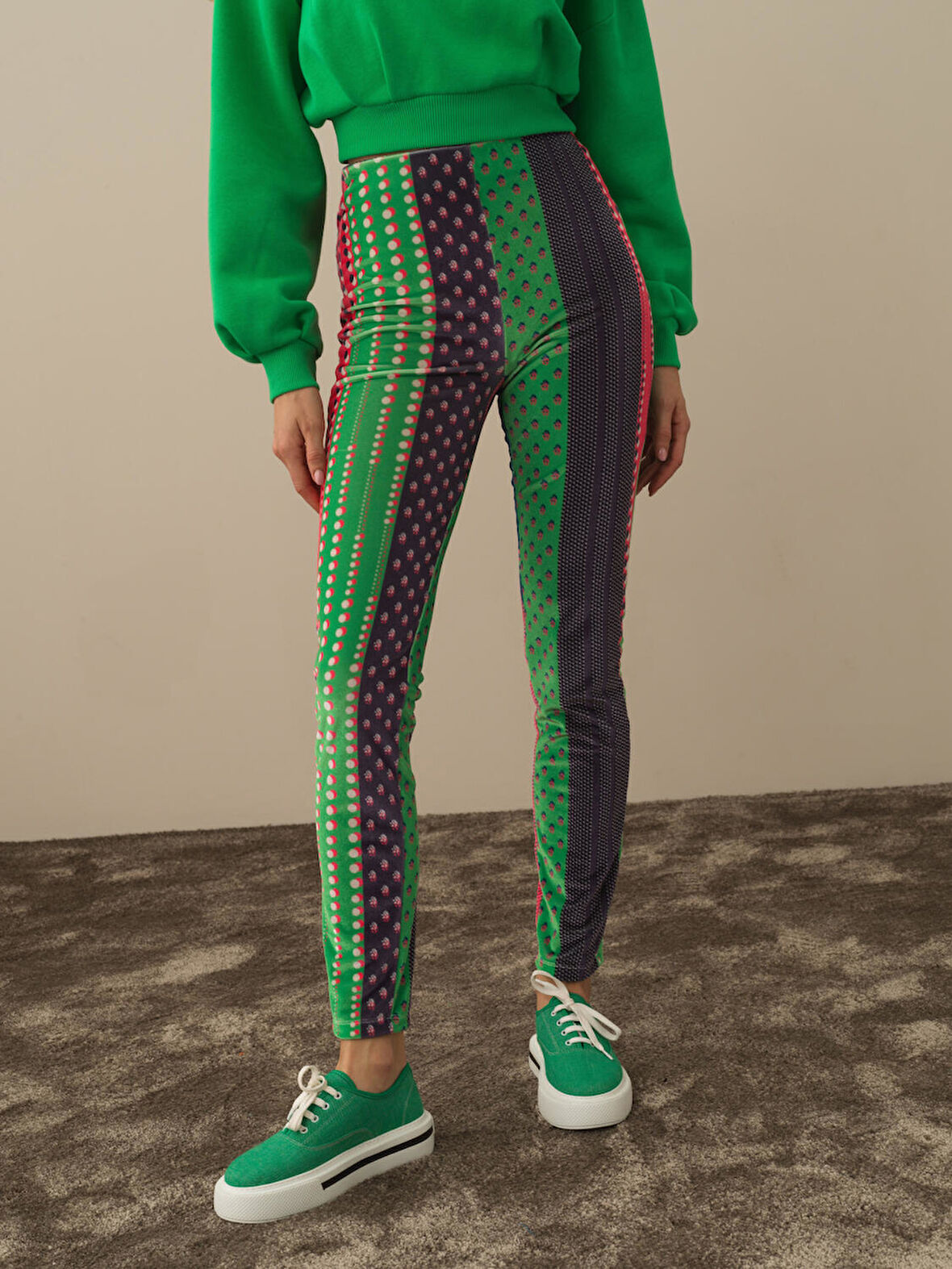 Xint Pembe Esnek Dokulu Slim Fit Tayt